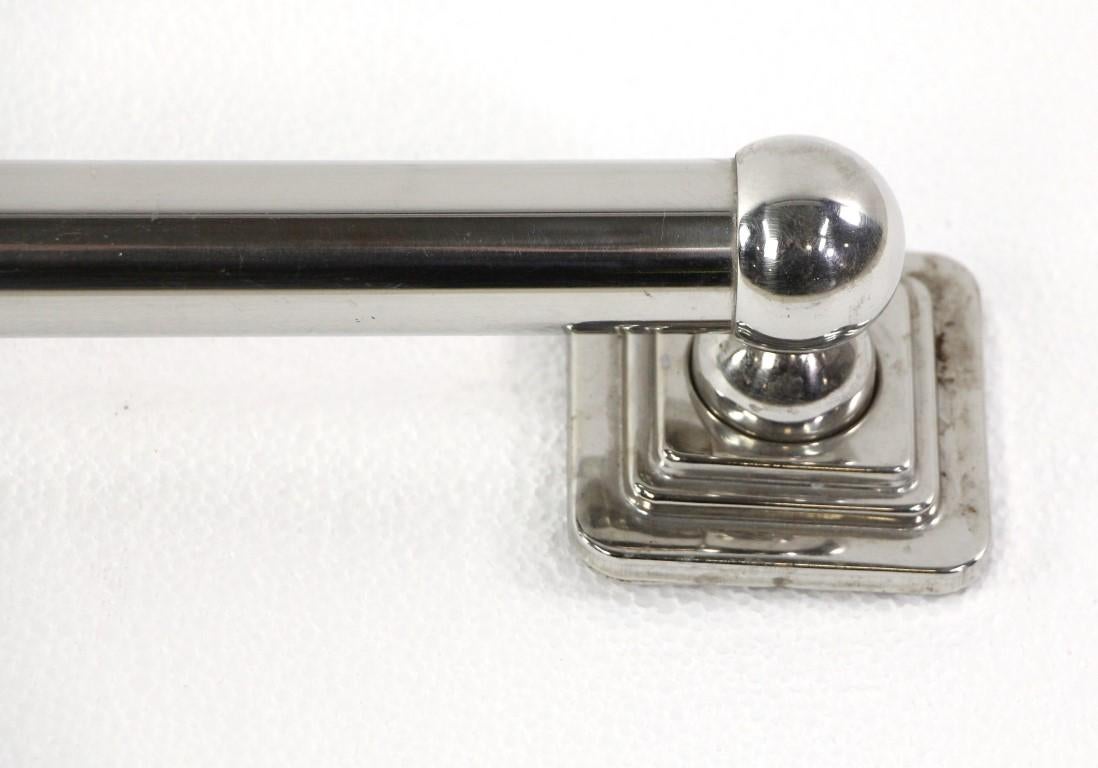 Art Deco Style Chromed Brass 27 in. Bathroom Towel Bar In Good Condition In New York, NY