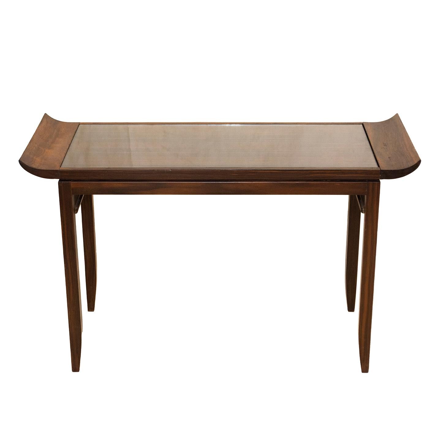 Lacquered Art Deco Style Circassian Walnut Tea Table For Sale