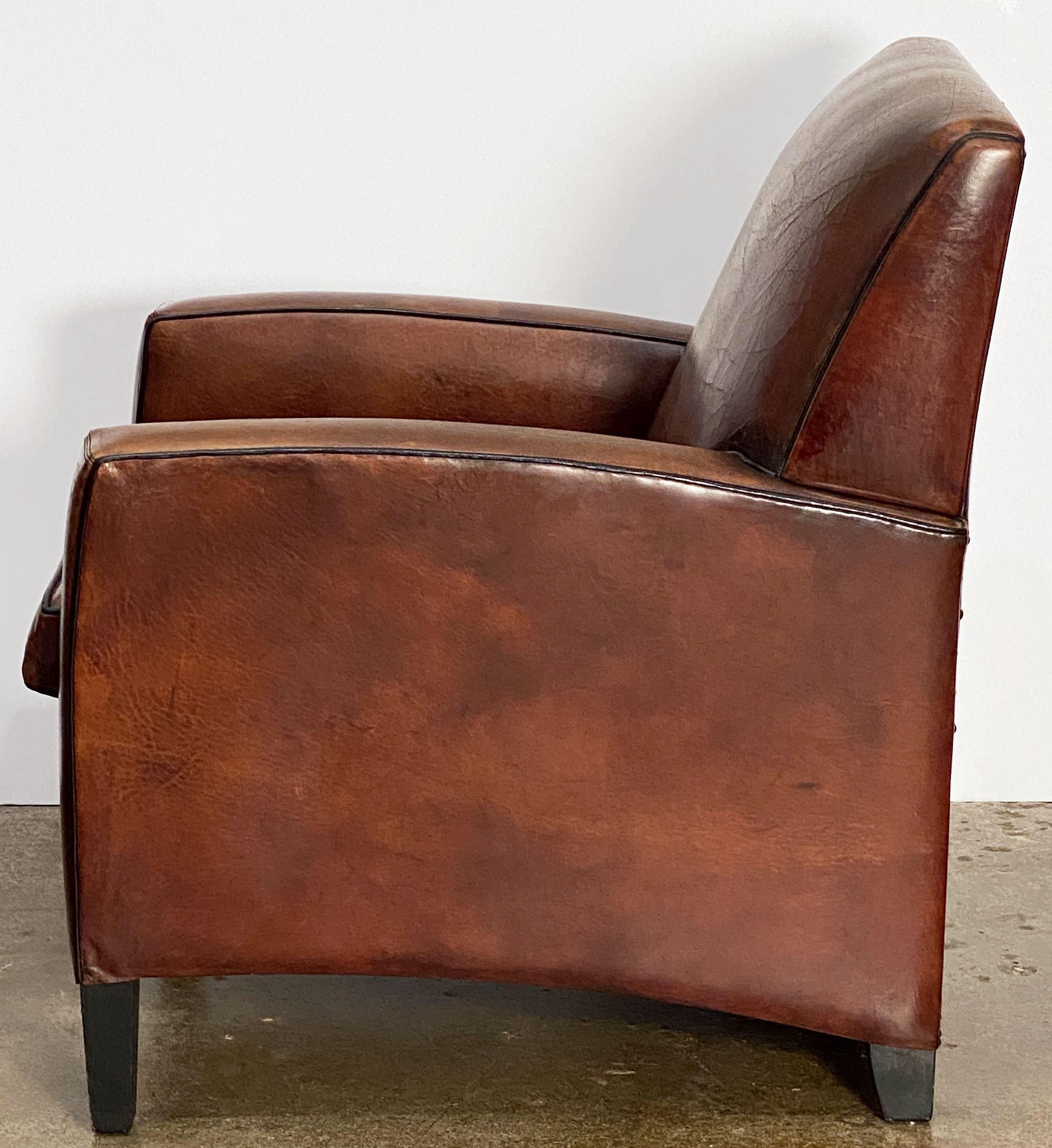 Art Deco Style Club Chair of Leather from Holland 5