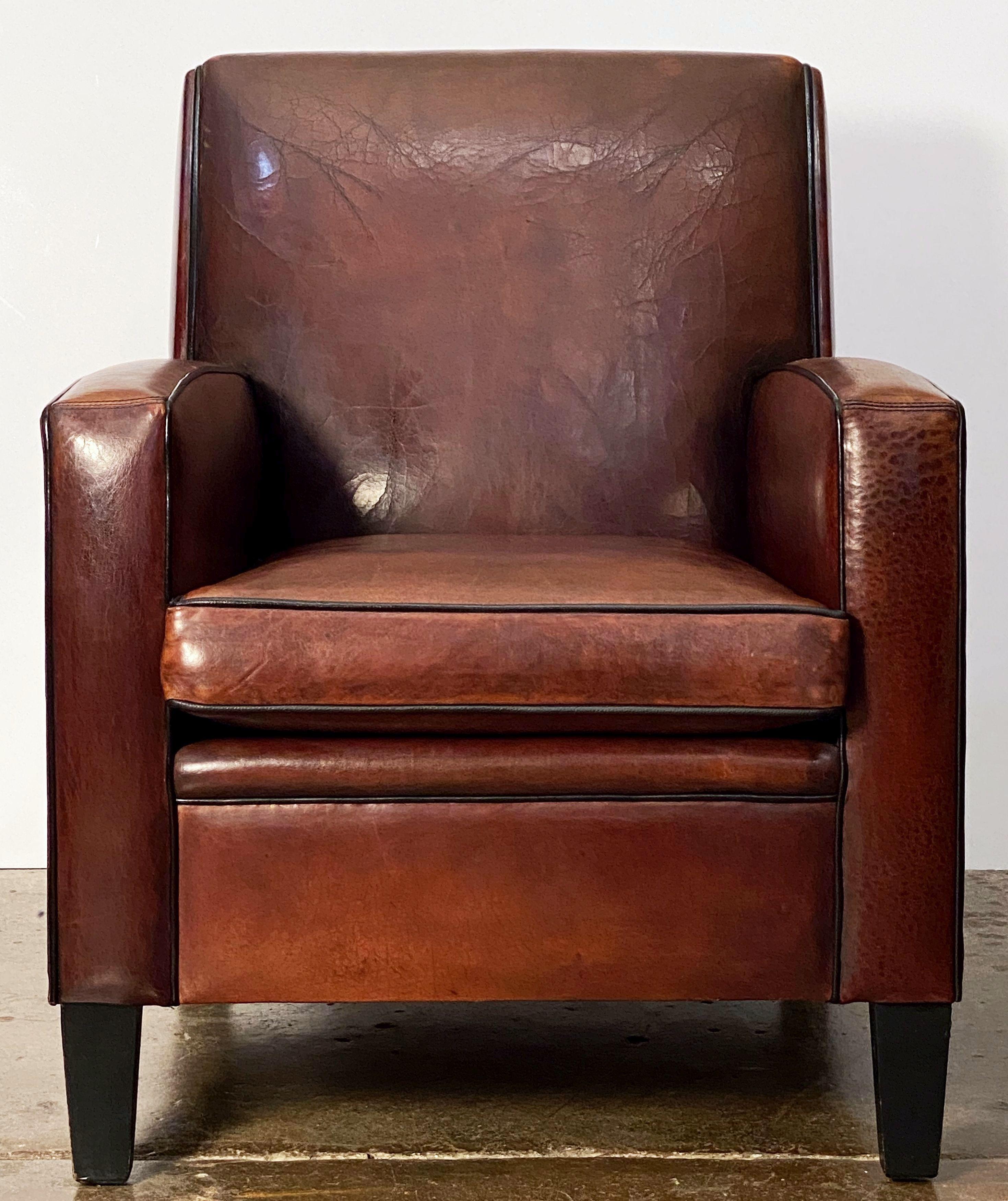 Dutch Art Deco Style Club Chair of Leather from Holland