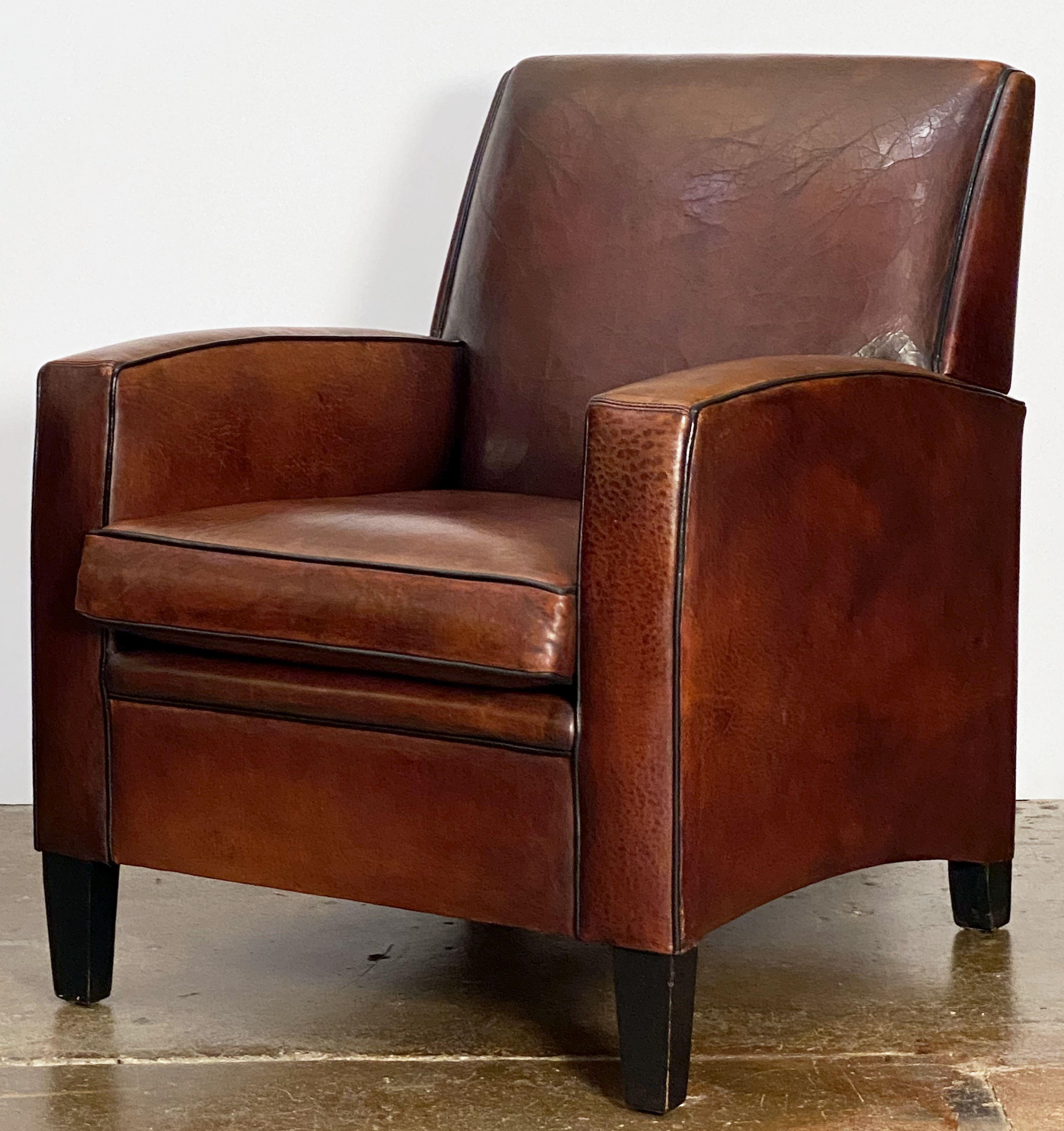 Art Deco Style Club Chair of Leather from Holland In Good Condition In Austin, TX