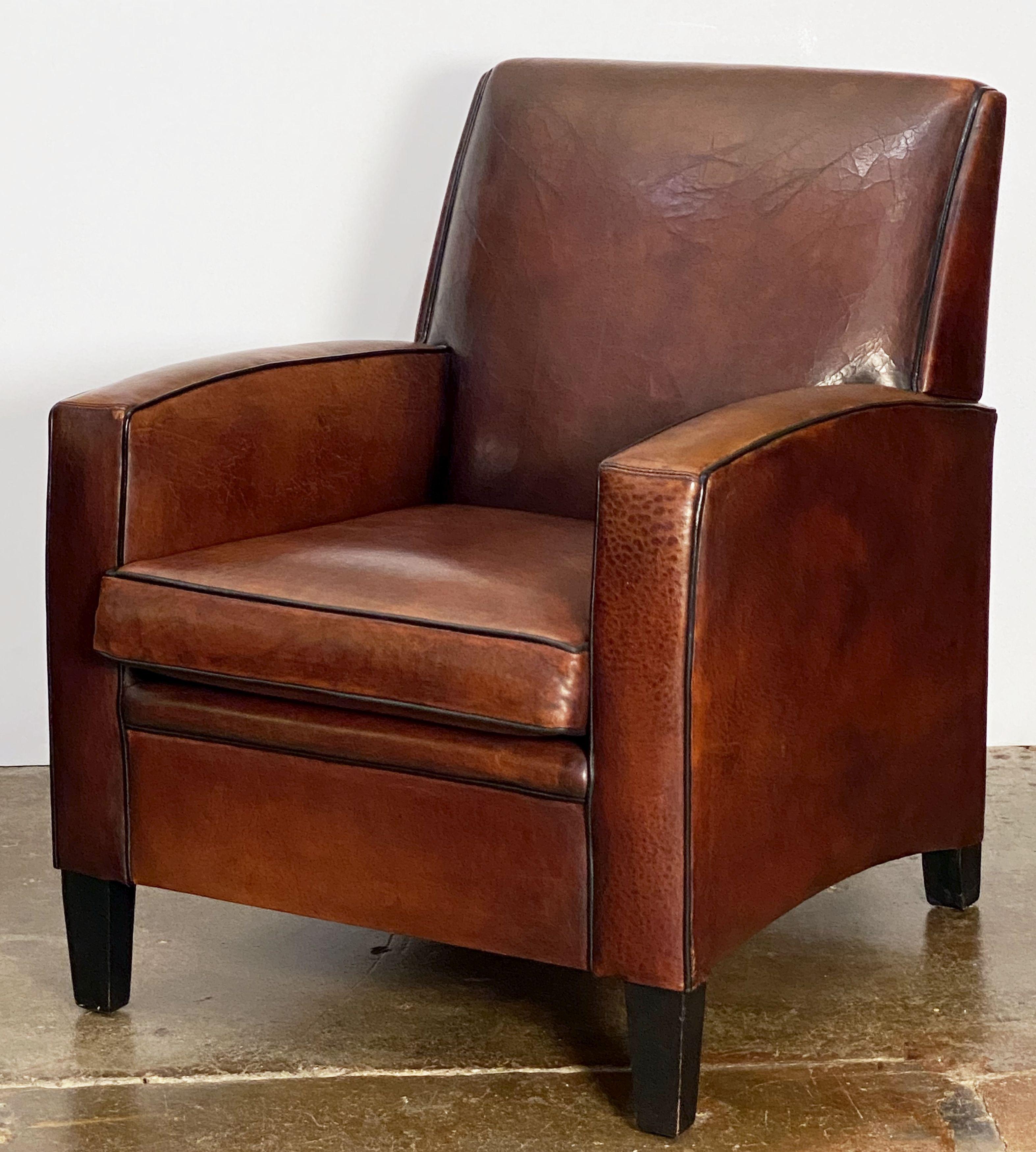 20th Century Art Deco Style Club Chair of Leather from Holland