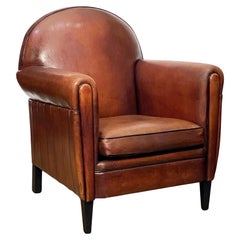 Art Deco Style Club Chair of Leather from Holland