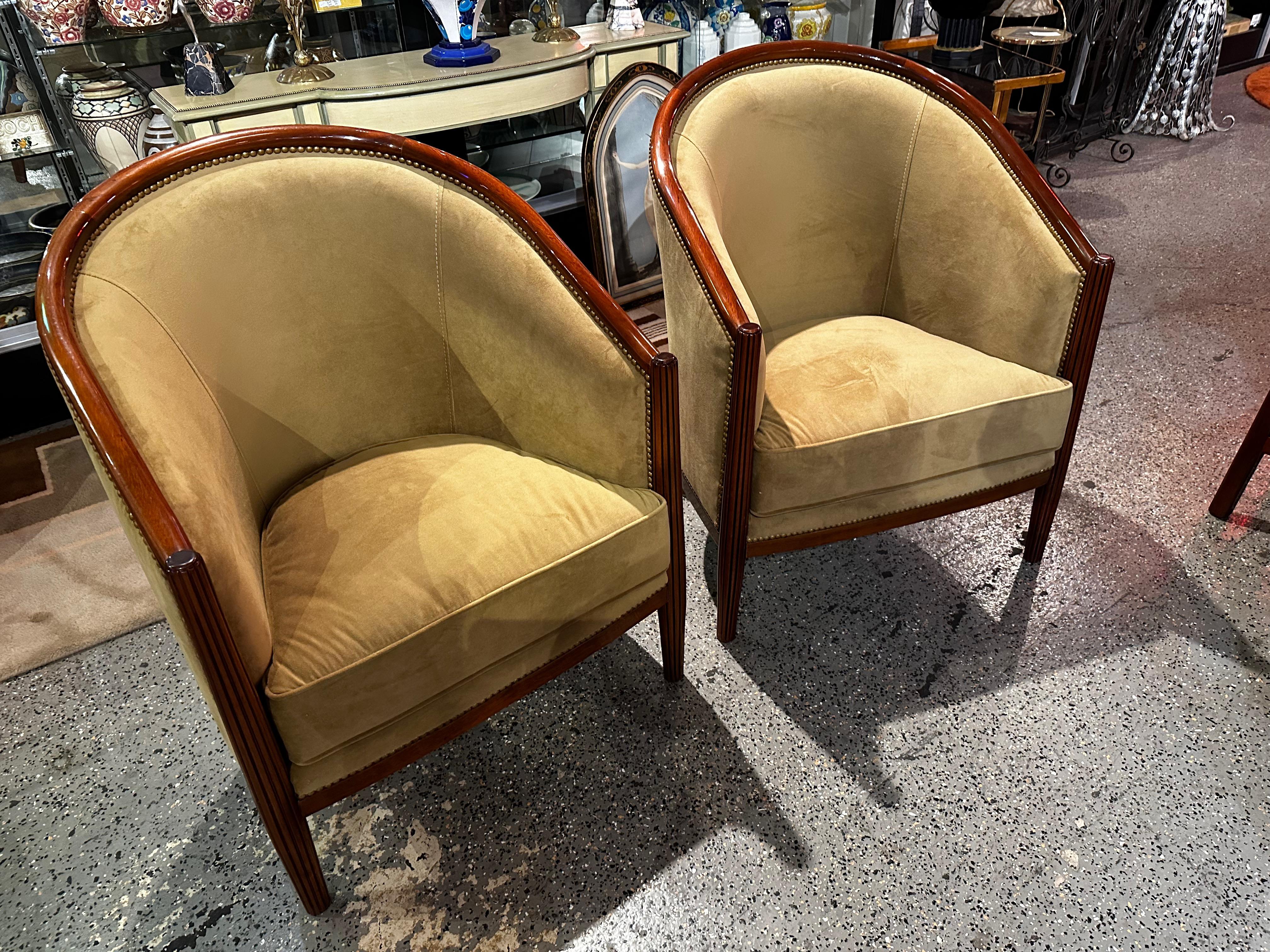 Art Deco Style Club Tub Chairs French style In New Condition For Sale In Oakland, CA