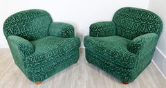 Art Deco Style Clyde Pearson Pair Velvet Larsen Style Club Lounge Chairs