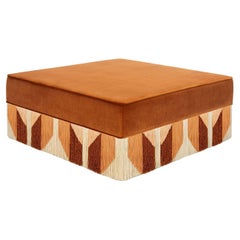 Art Deco Style Cognac Square Ottoman