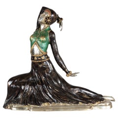 Escultura de bailarina pintada en frío estilo Art Déco según Demetre Chiparus