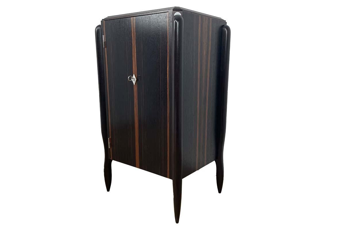 Hand-Carved Art Deco Style Commode Inspired by Ruhlmann with Macassar