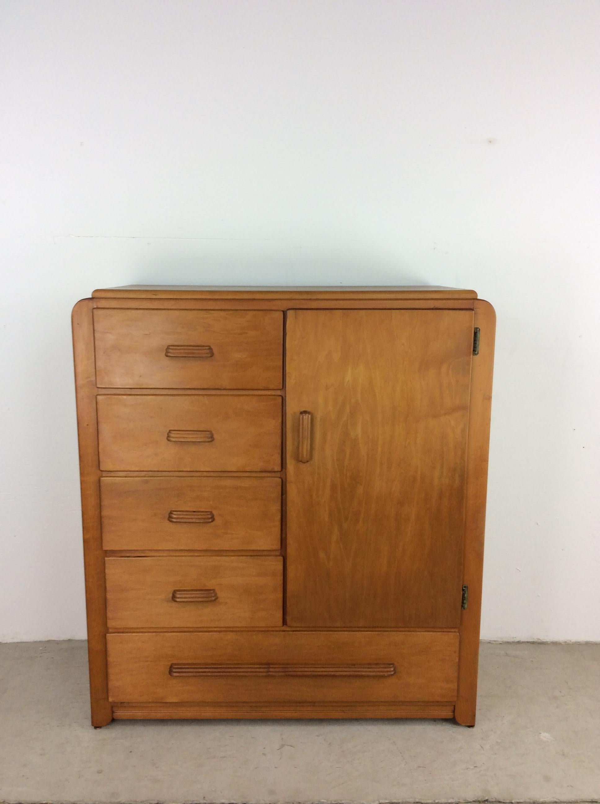 Art Deco Style Compact Armoire with 5 Drawers 5