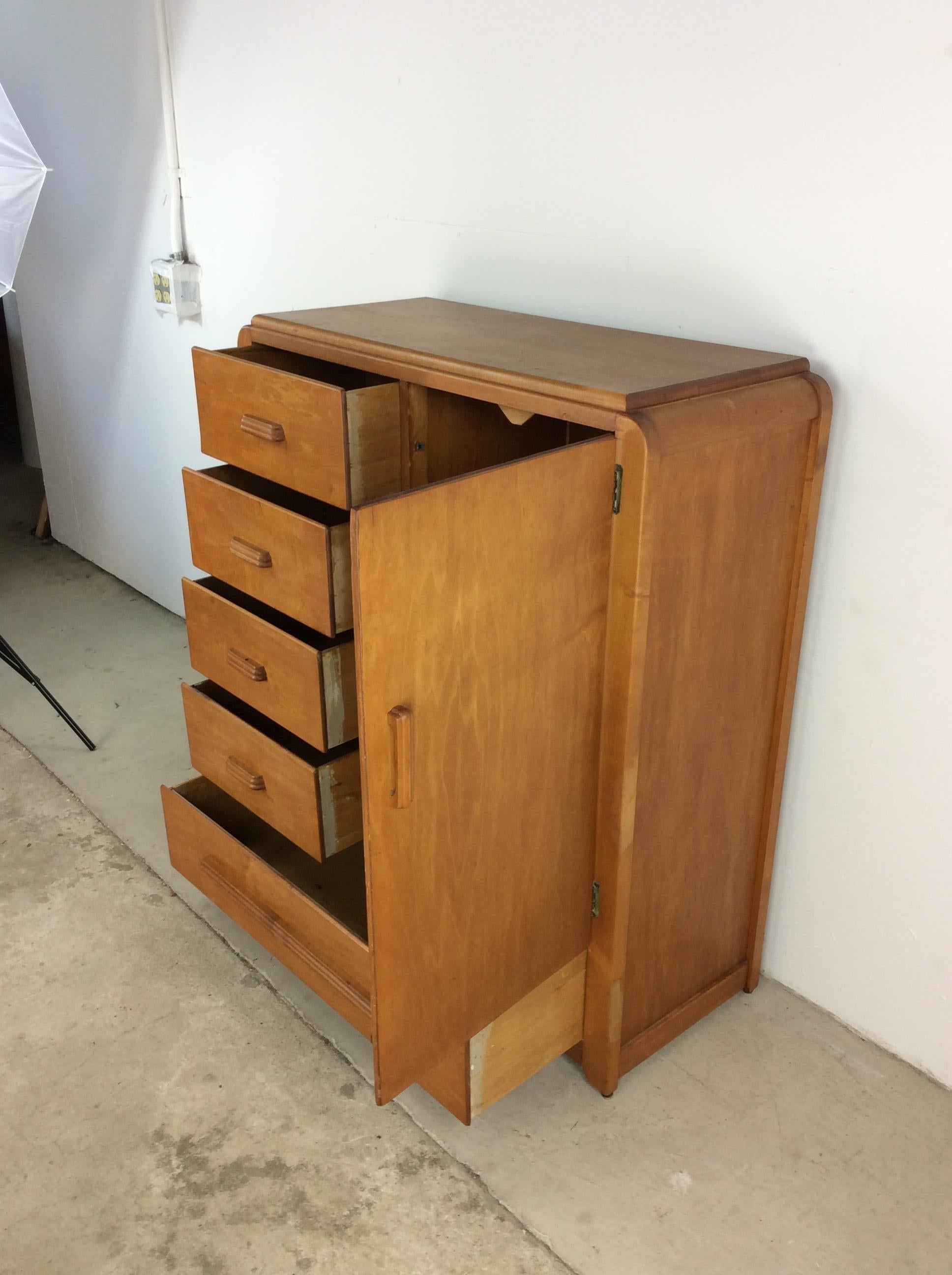 Art Deco Style Compact Armoire with 5 Drawers In Good Condition In Freehold, NJ