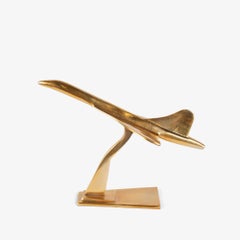 Art-Deco Style Concorde Supersonic Airplane Sculpture in Polished Brass