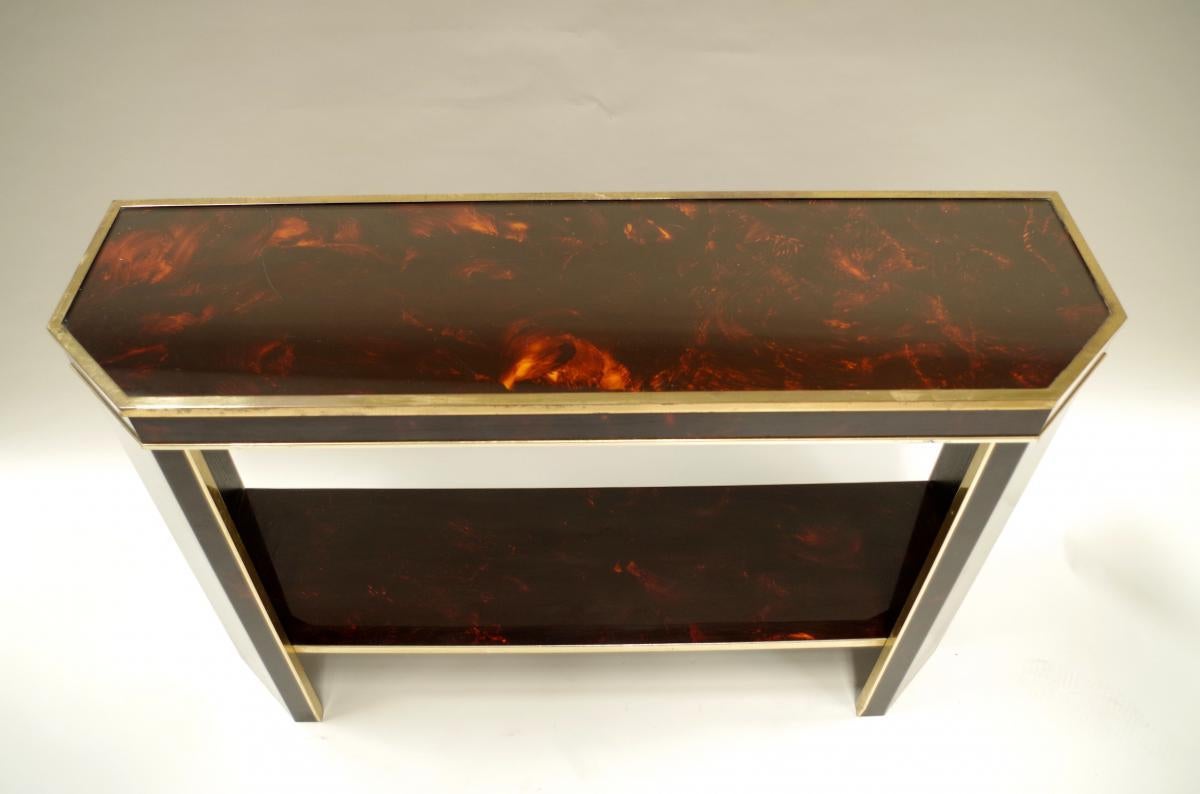 Gilt Art Deco Style Console, Painted in Tortoiseshell Way, circa 1980