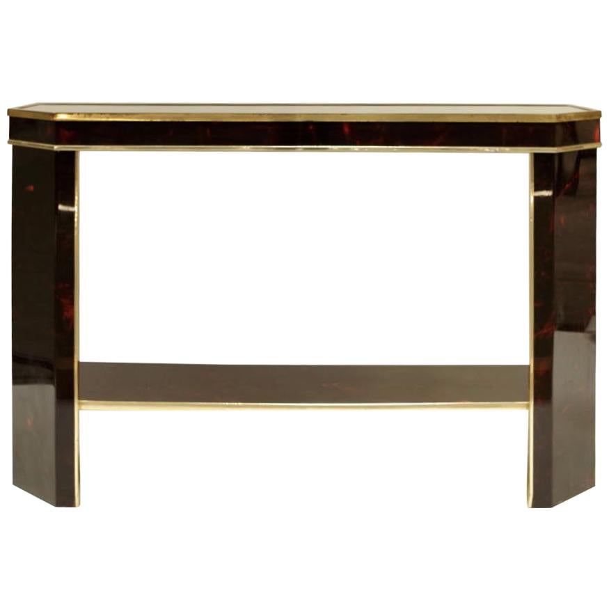 Art Deco Style Console, Painted in Tortoiseshell Way, circa 1980