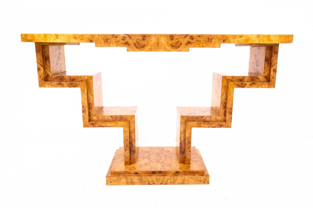 Walnut Art Deco style console, Poland, 1950s. For Sale