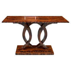 Konsolentisch im Art-déco-Stil aus Reel-Holz mit geschwungenem Sockel und anpassbarer Größe