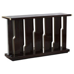 Art Deco Style Console w Architectural Silhouette & Brass Accents By José Castro