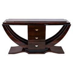 Art Deco Style Console Table with Macassar Veneer in High Gloss Lacquer