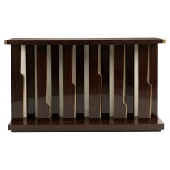Art Deco Style Console w Architectural Silhouette & Brass Accents By José Castro