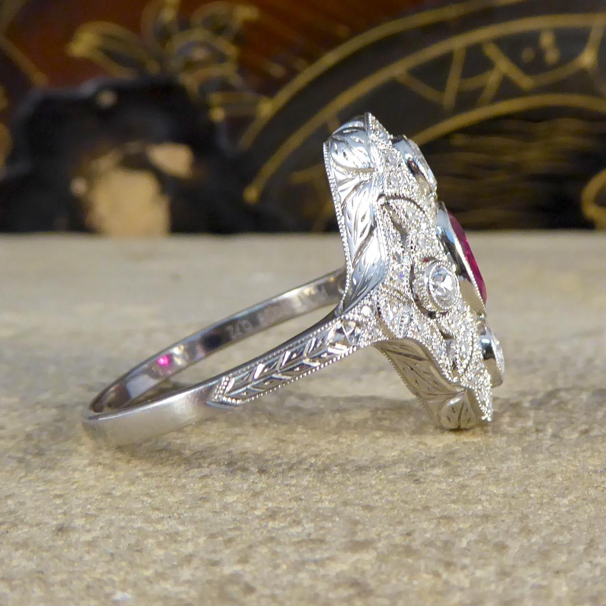 art deco navette ring