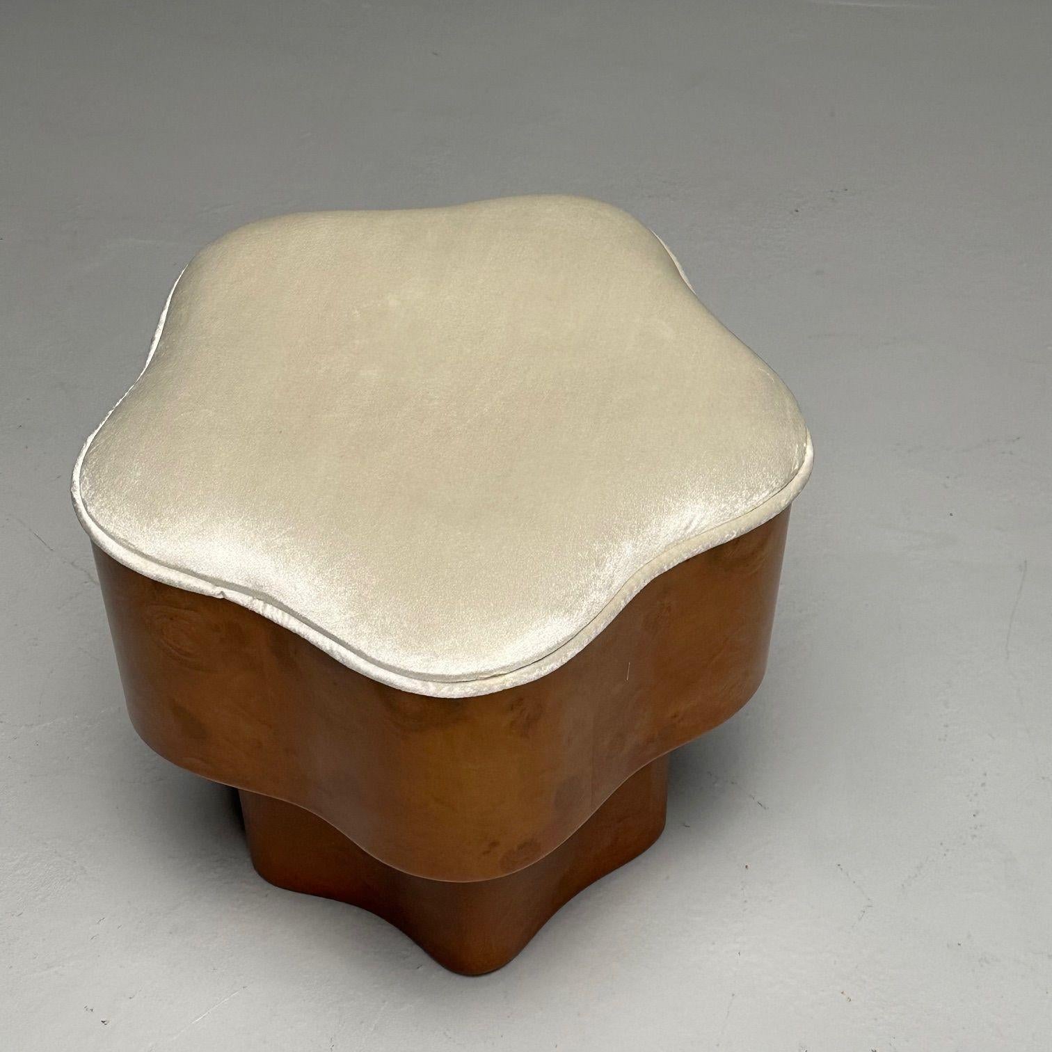 Art Deco Style, Contemporary, Star Footstools, Burlwood, Grey Velvet, 2024 7