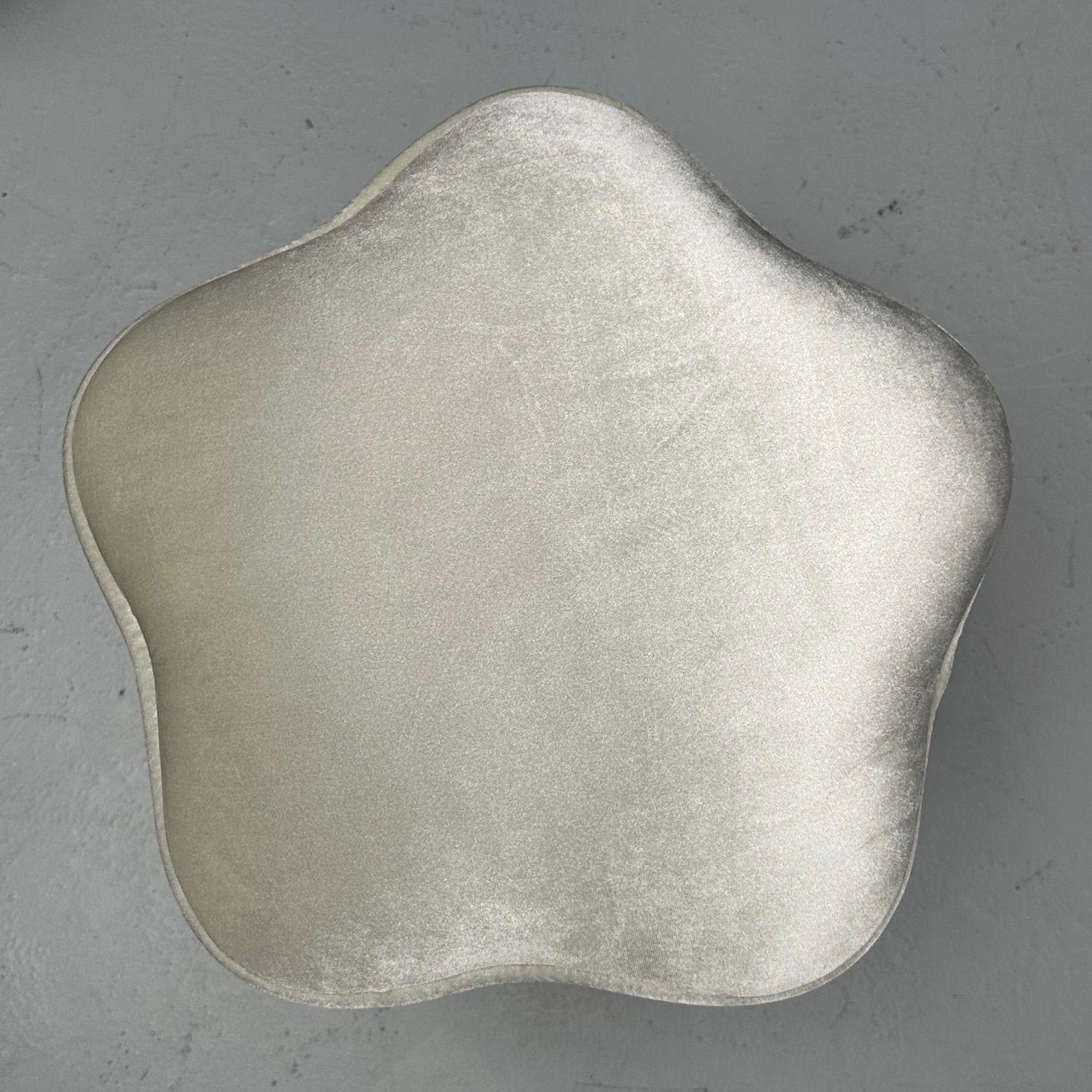 Art Deco Style, Contemporary, Star Footstools, Burlwood, Grey Velvet, 2024 In Good Condition In Manhasset, NY