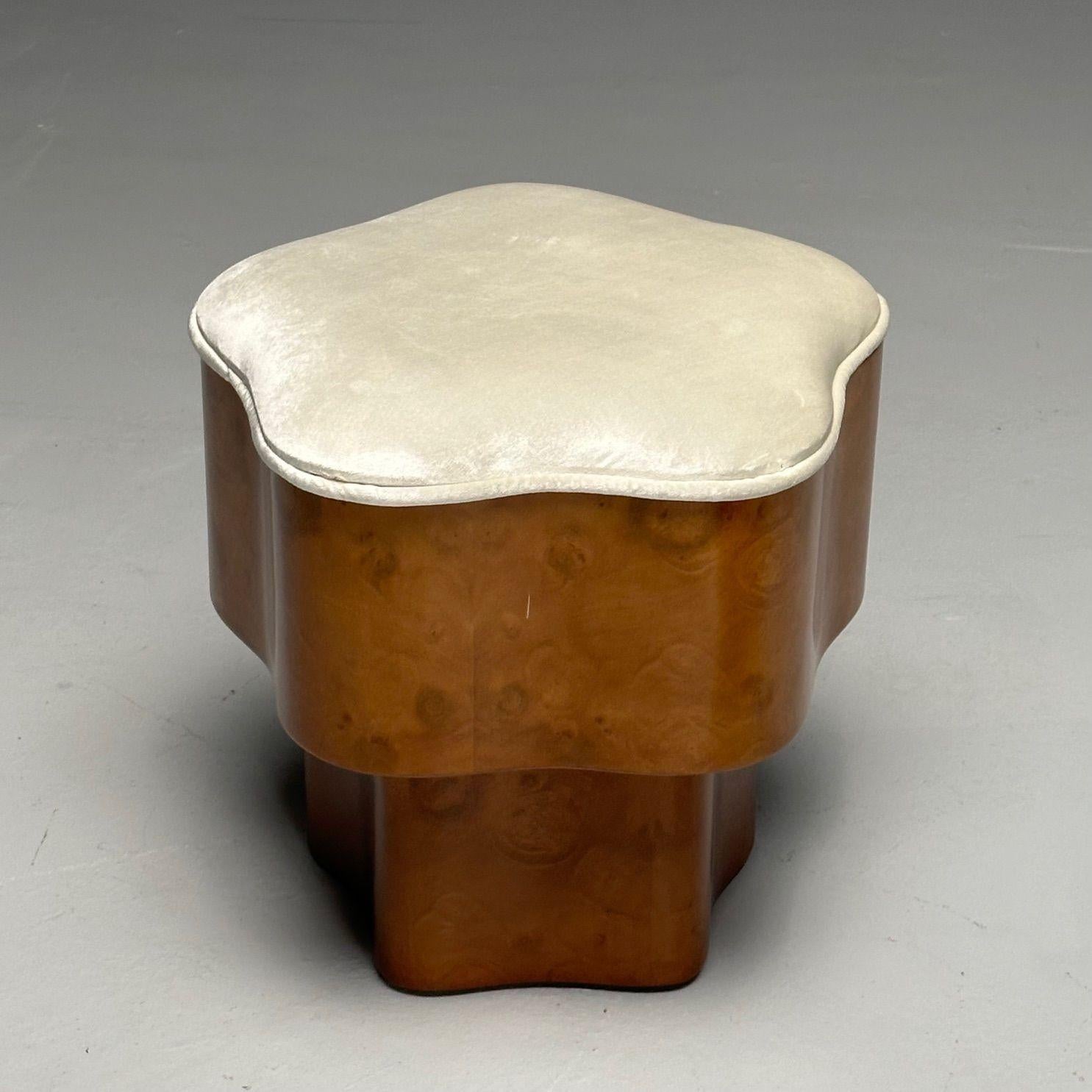 Art Deco Style, Contemporary, Star Footstools, Burlwood, Grey Velvet, 2024 4