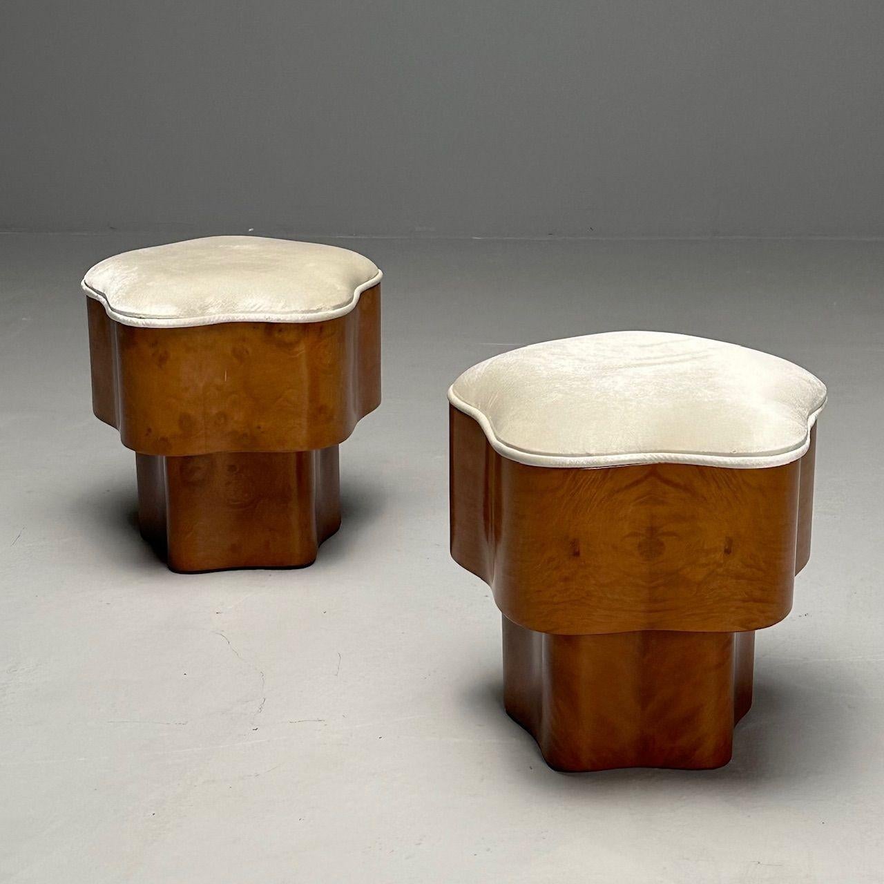 Art Deco Style, Contemporary, Star Footstools, Burlwood, Grey Velvet, 2024 5