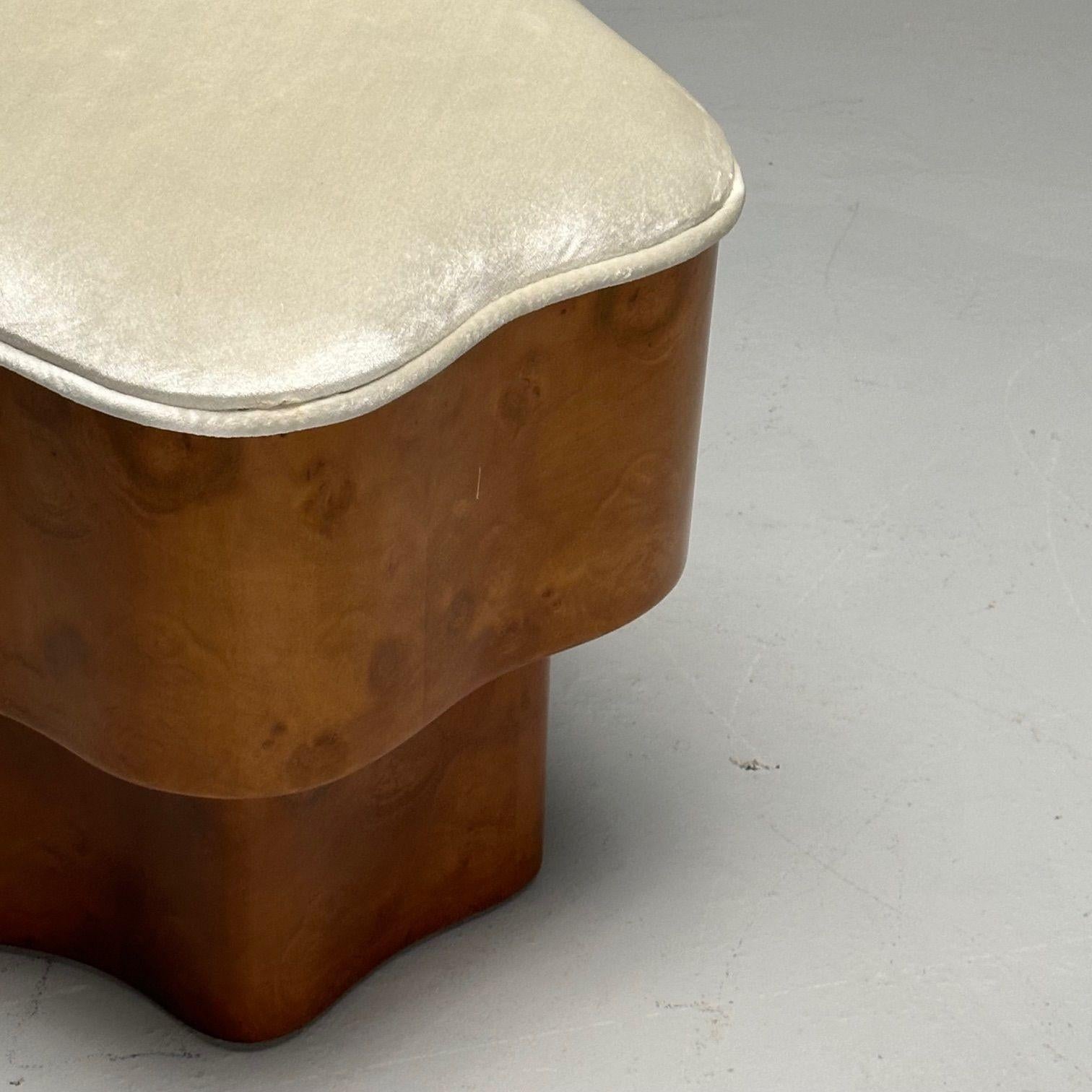 Art Deco Style, Contemporary, Star Footstools, Burlwood, Grey Velvet, 2024 6