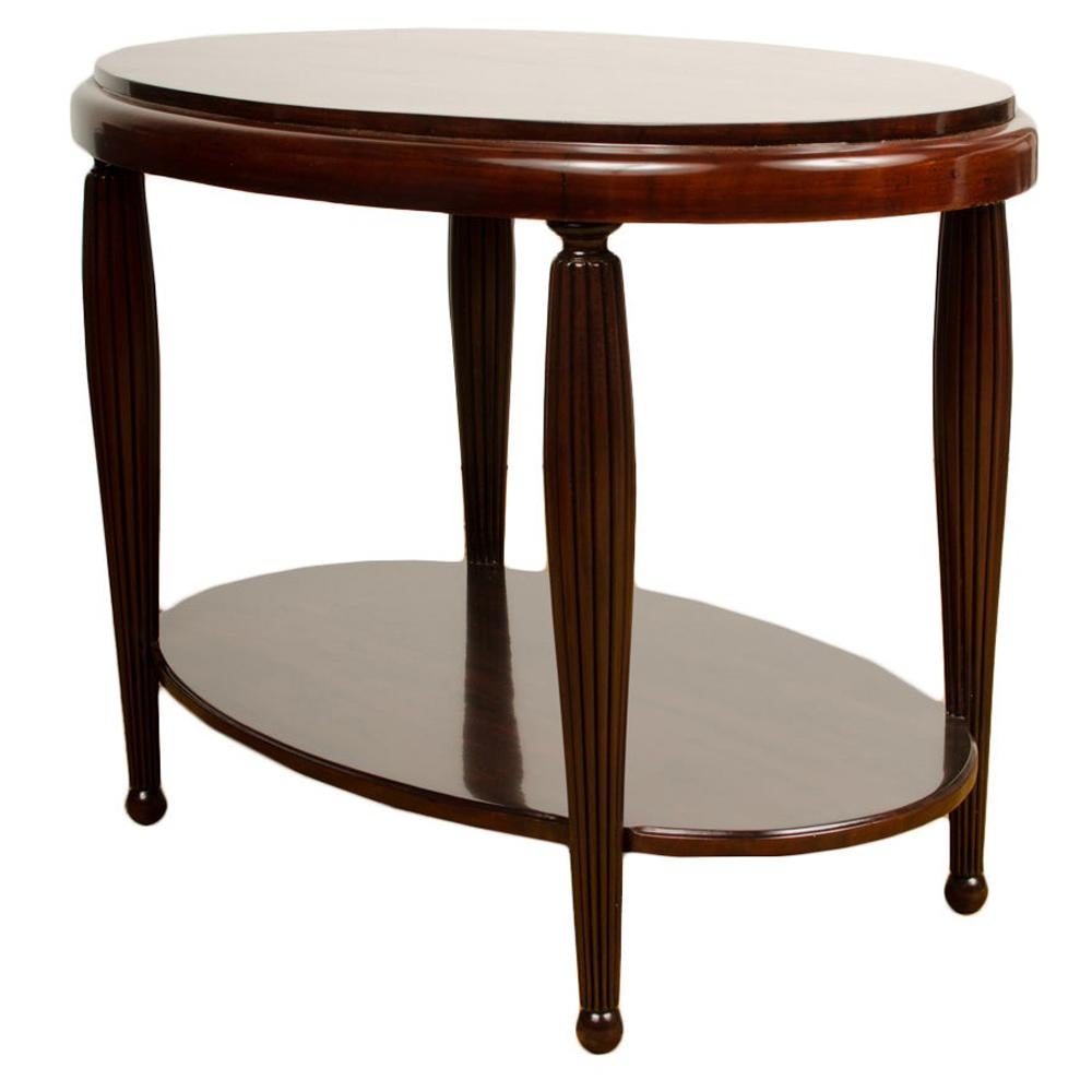Art Deco Style Contemporary Table, Mahogany with Fluted Legs, American For Sale