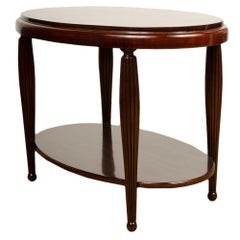 Art Deco Style Contemporary Table, Mahogany with Fluted Legs, American