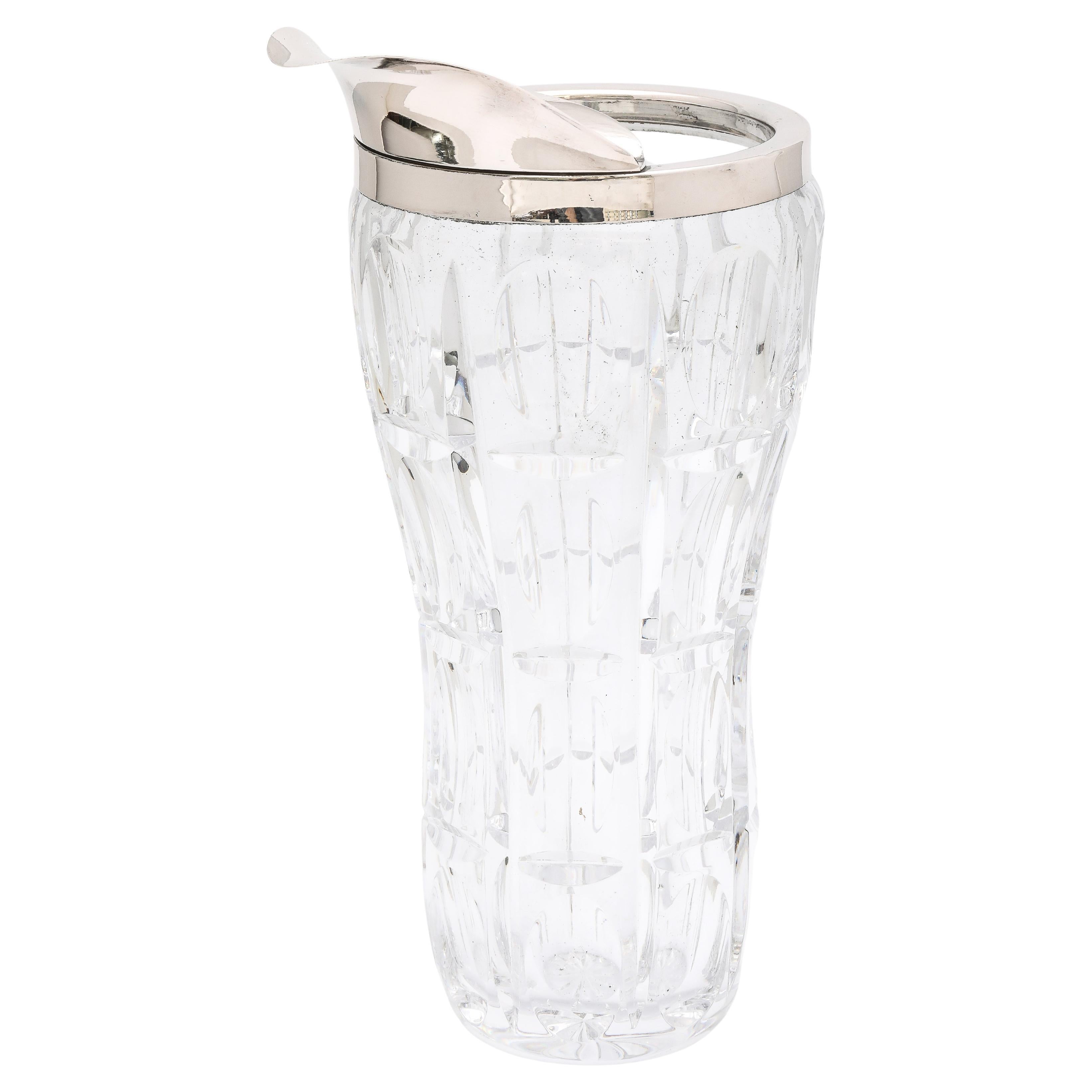 Art Deco-Style Continental Silver (.800)-Mounted Cocktail Mixer/Shaker/Pourer