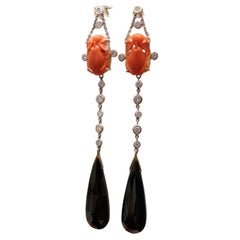 Pendientes de Coral y Diamantes Estilo Art Déco
