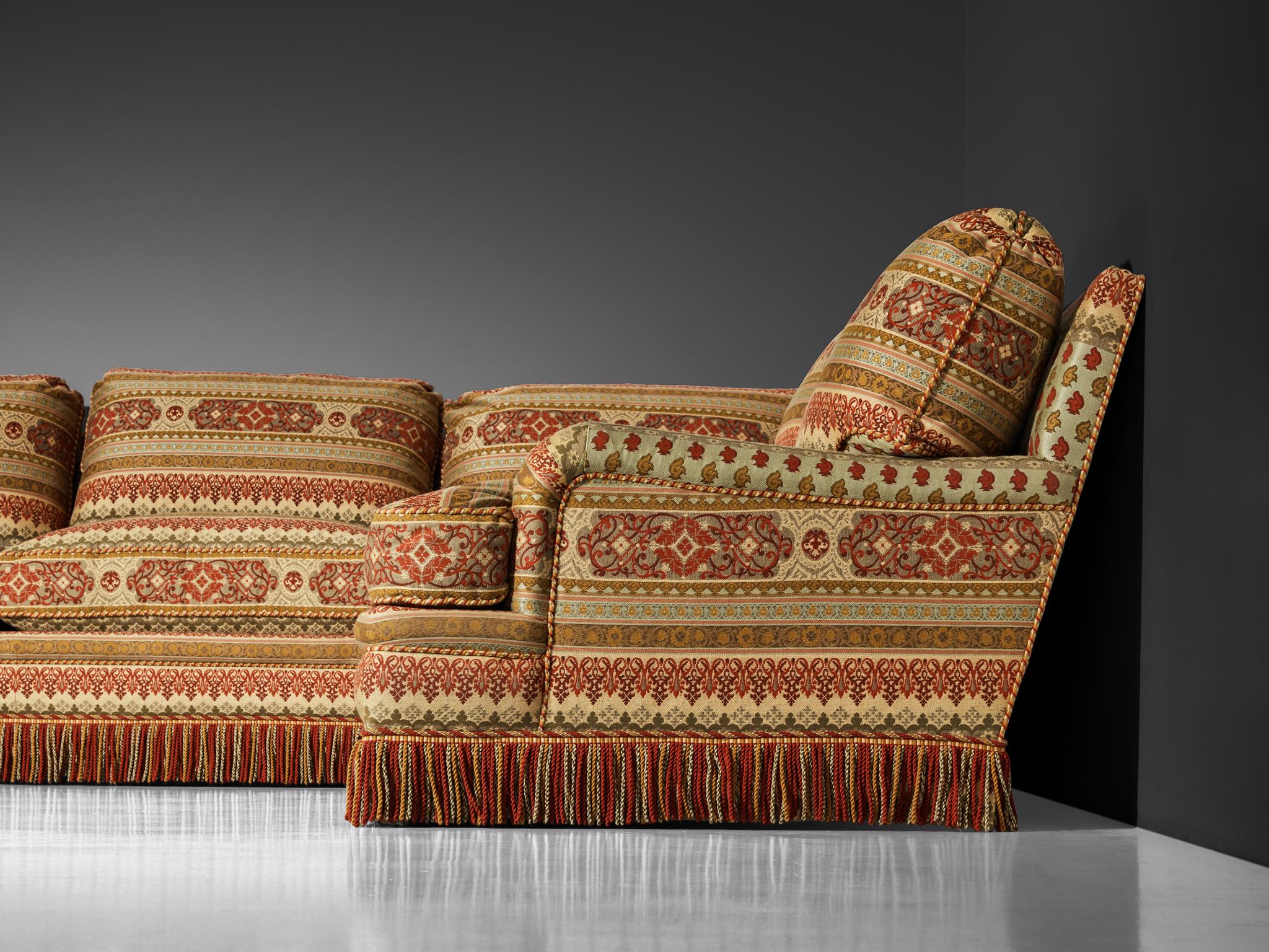Fin du 20e siècle Canapé d'angle de style Art déco en tissu d'inspiration Kilim en vente