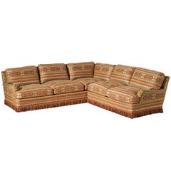 Art Deco Style Corner Sofa in Kilim Inspired Upholstery