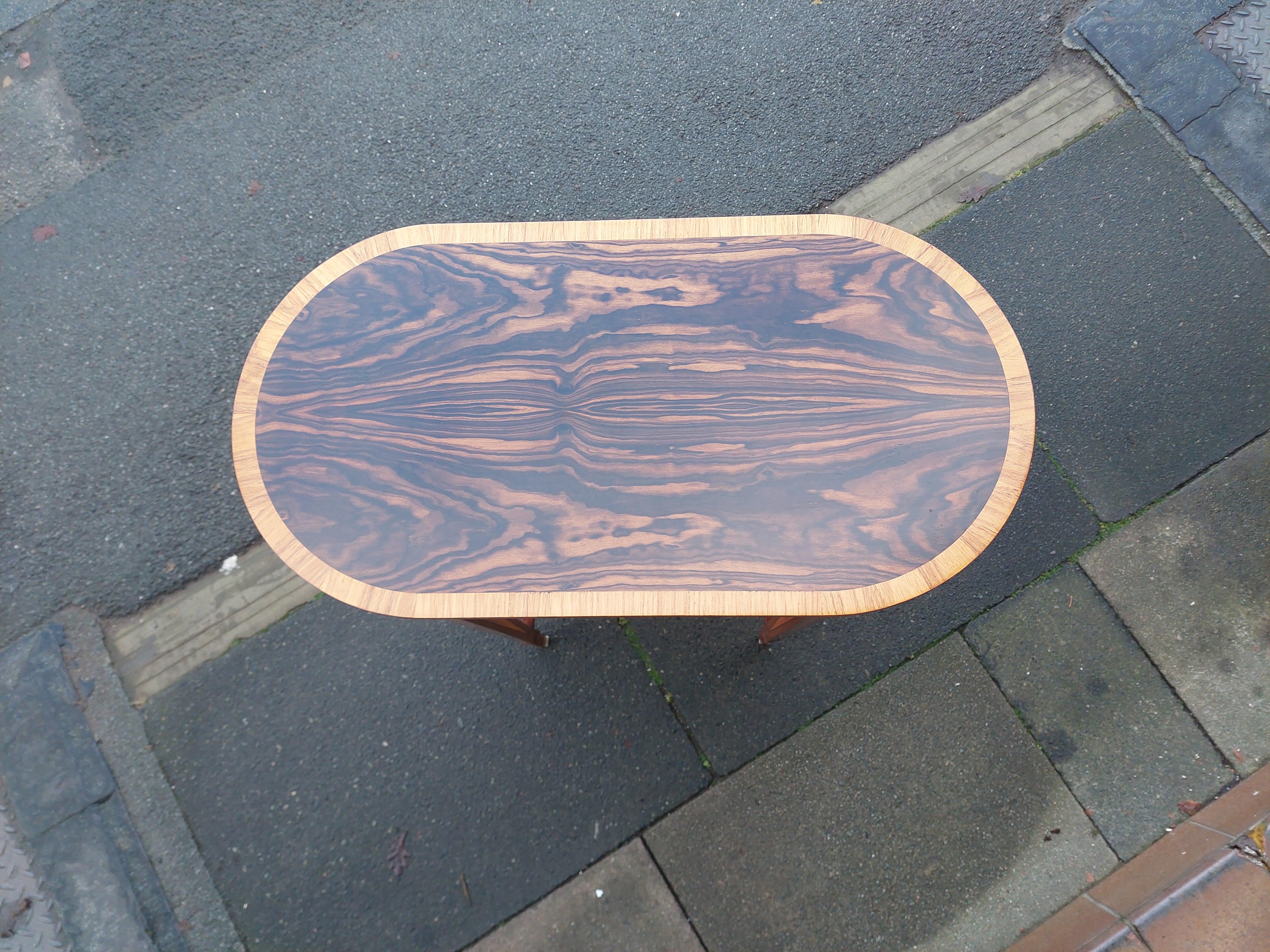 English Art Deco style Crossbanded Macassar Ebony Lamp Table For Sale