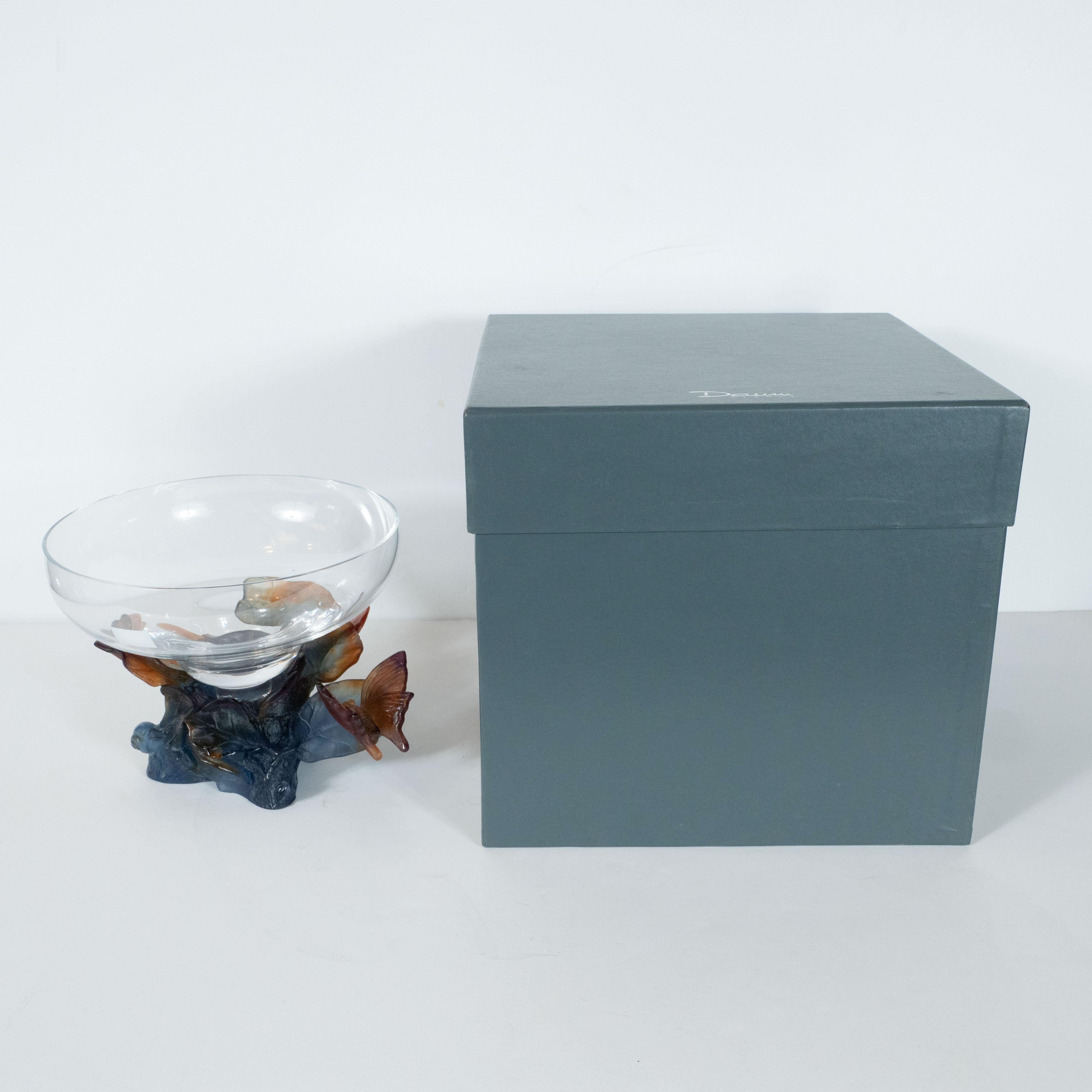 Art Deco Style Crystal and Pâte de Verre Papillon Coupe by Daum 4