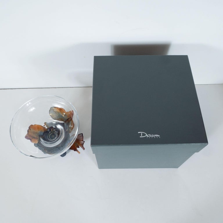 Broche Papillon Daum En Pâte De Verre – Modèle Occasion En Très Bon état, Numéro 727/2, Thème Ginkgo