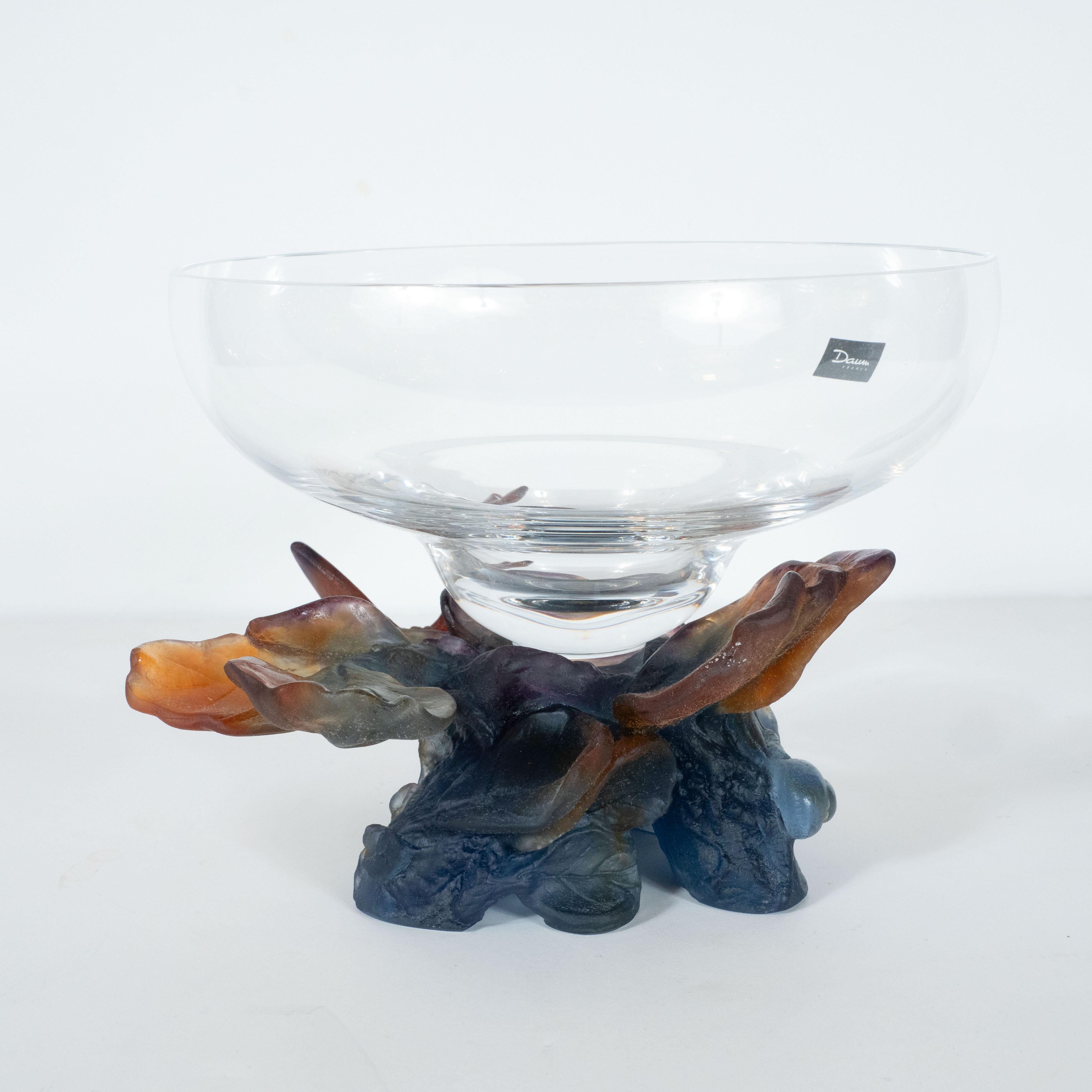 Art Deco Style Crystal and Pâte de Verre Papillon Coupe by Daum In Excellent Condition In New York, NY