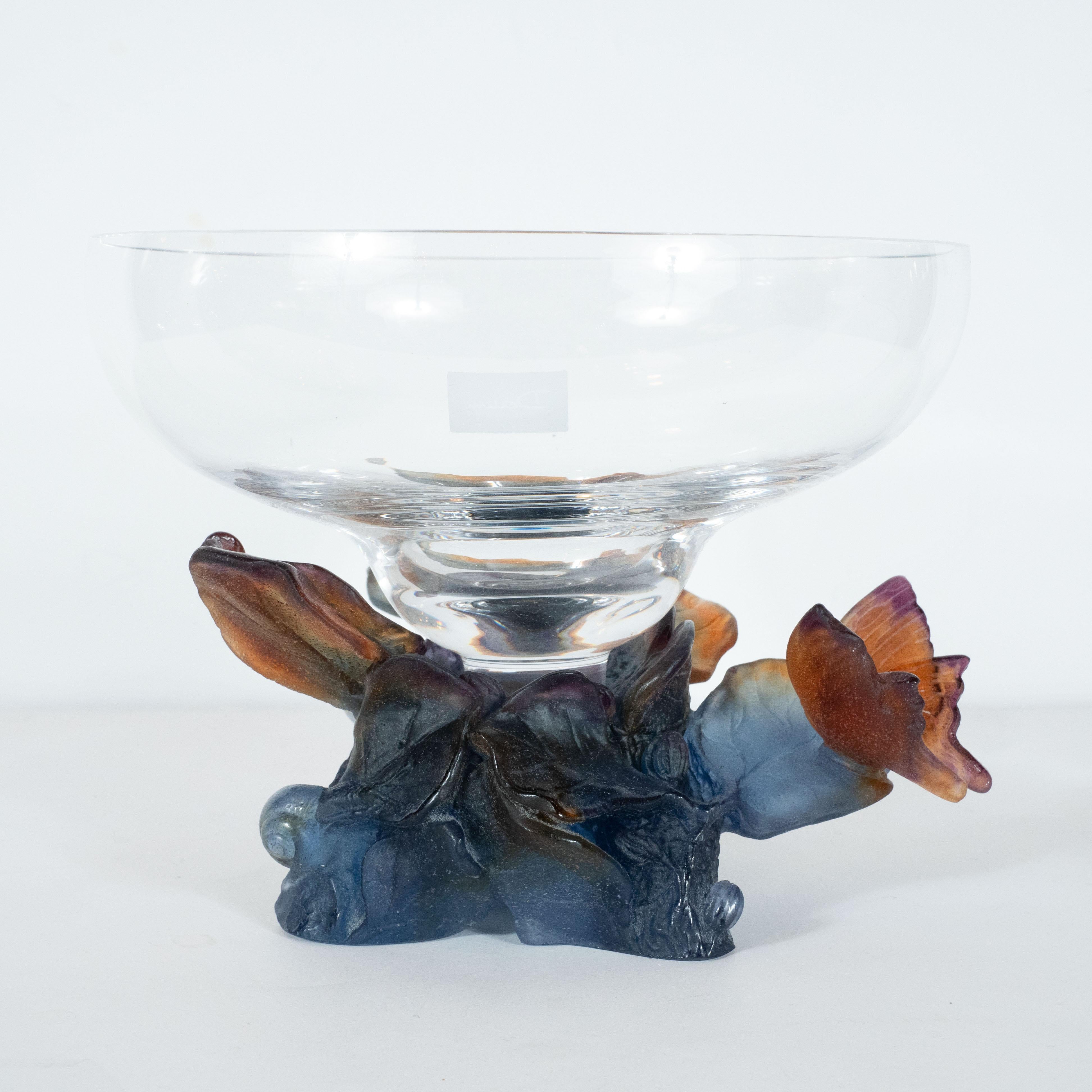Art Deco Style Crystal and Pâte de Verre Papillon Coupe by Daum 2