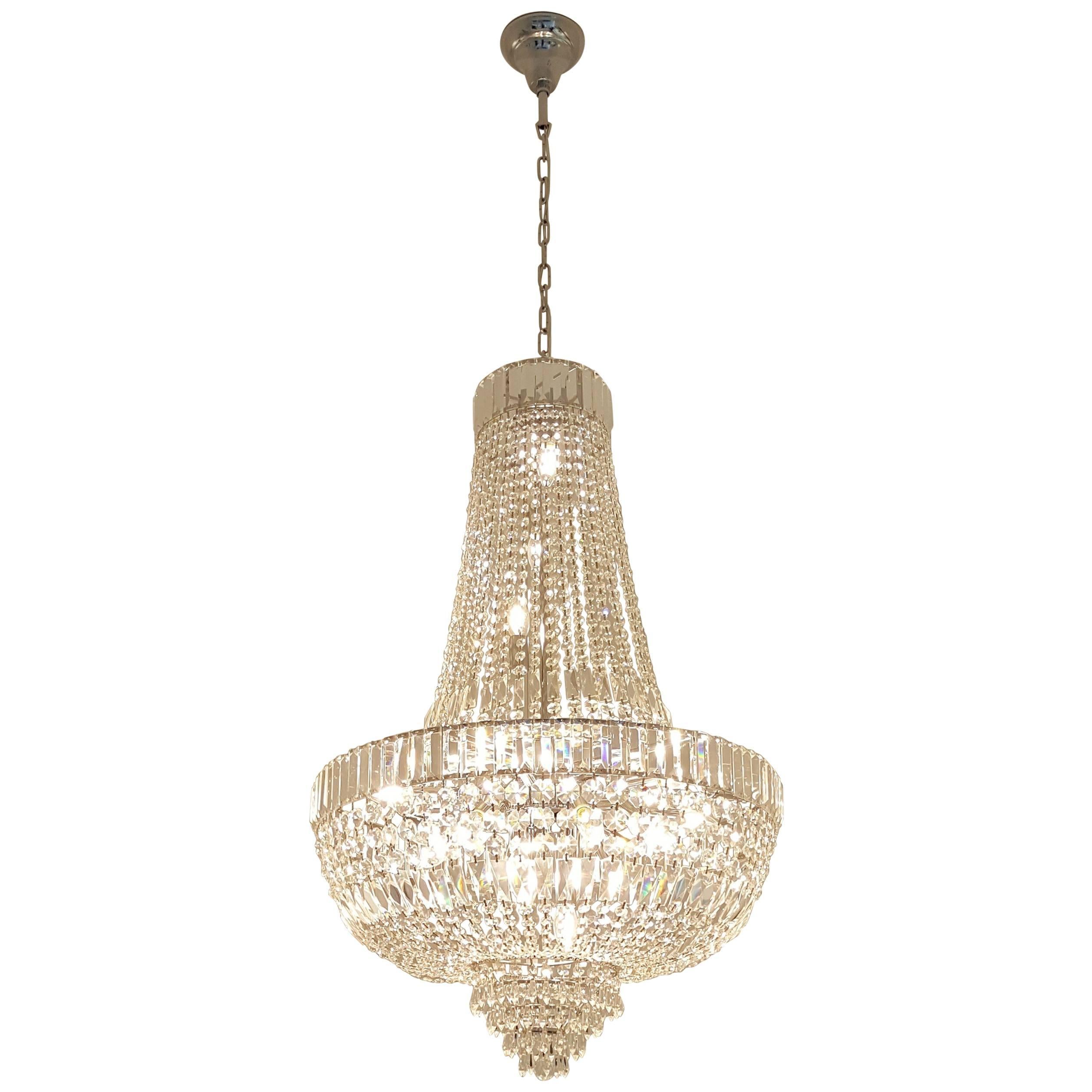 Lampadario di cristallo in stile Art Deco Empire Sac a Pearl Palace Lamp Chrome