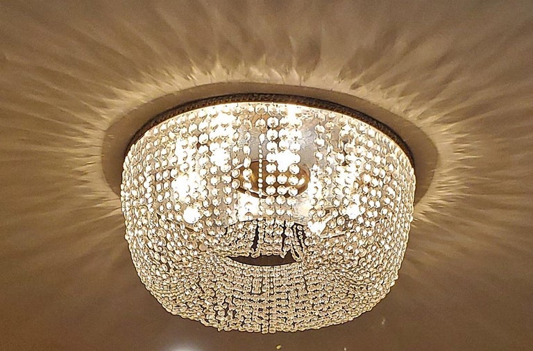 Art Deco Style Crystal Flush Mount Chandelier with Provenance For Sale ...