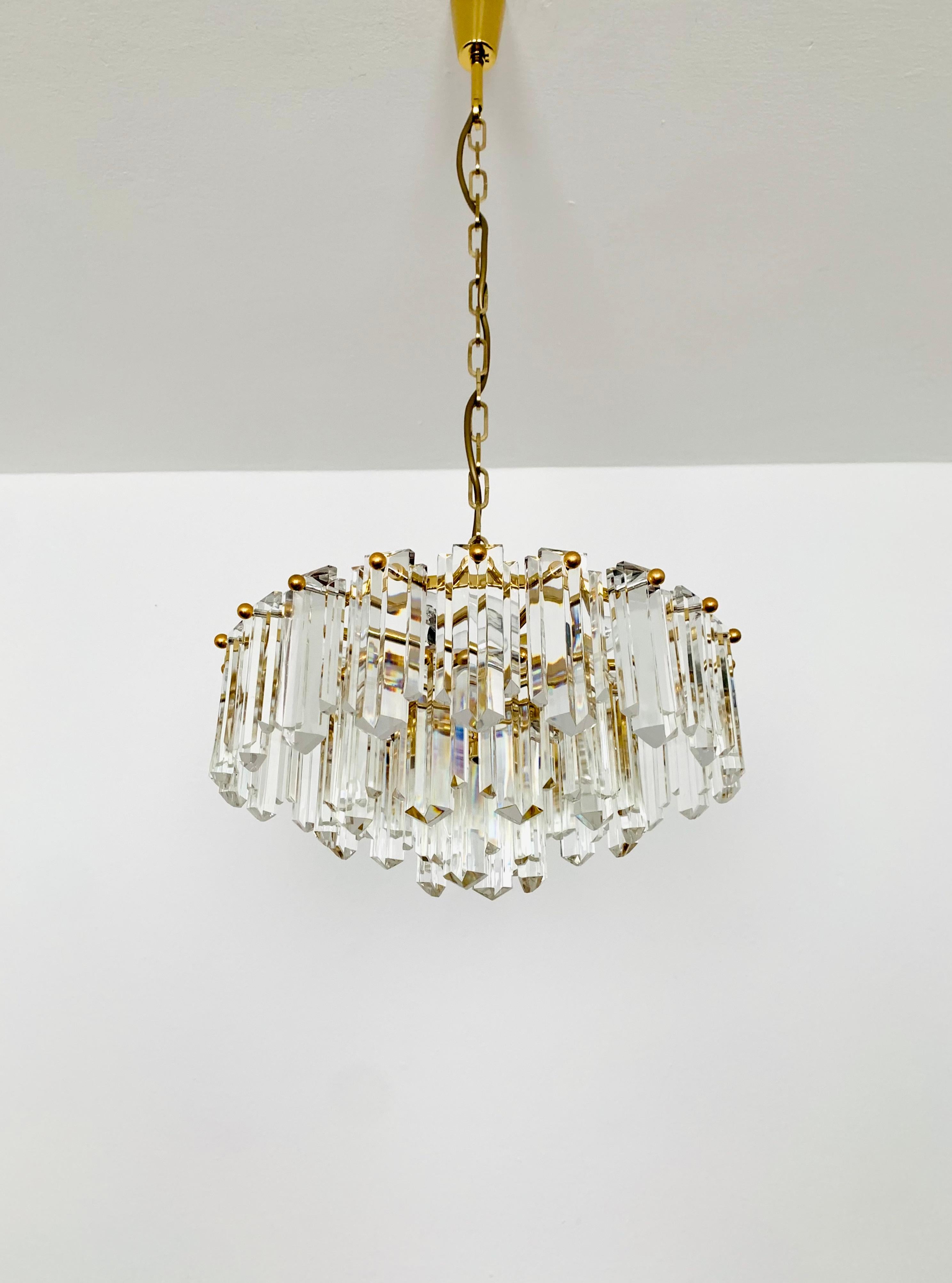 Mid-Century Modern Art Deco Style Crystal Glass Chandelier by J.T. Kalmar For Sale