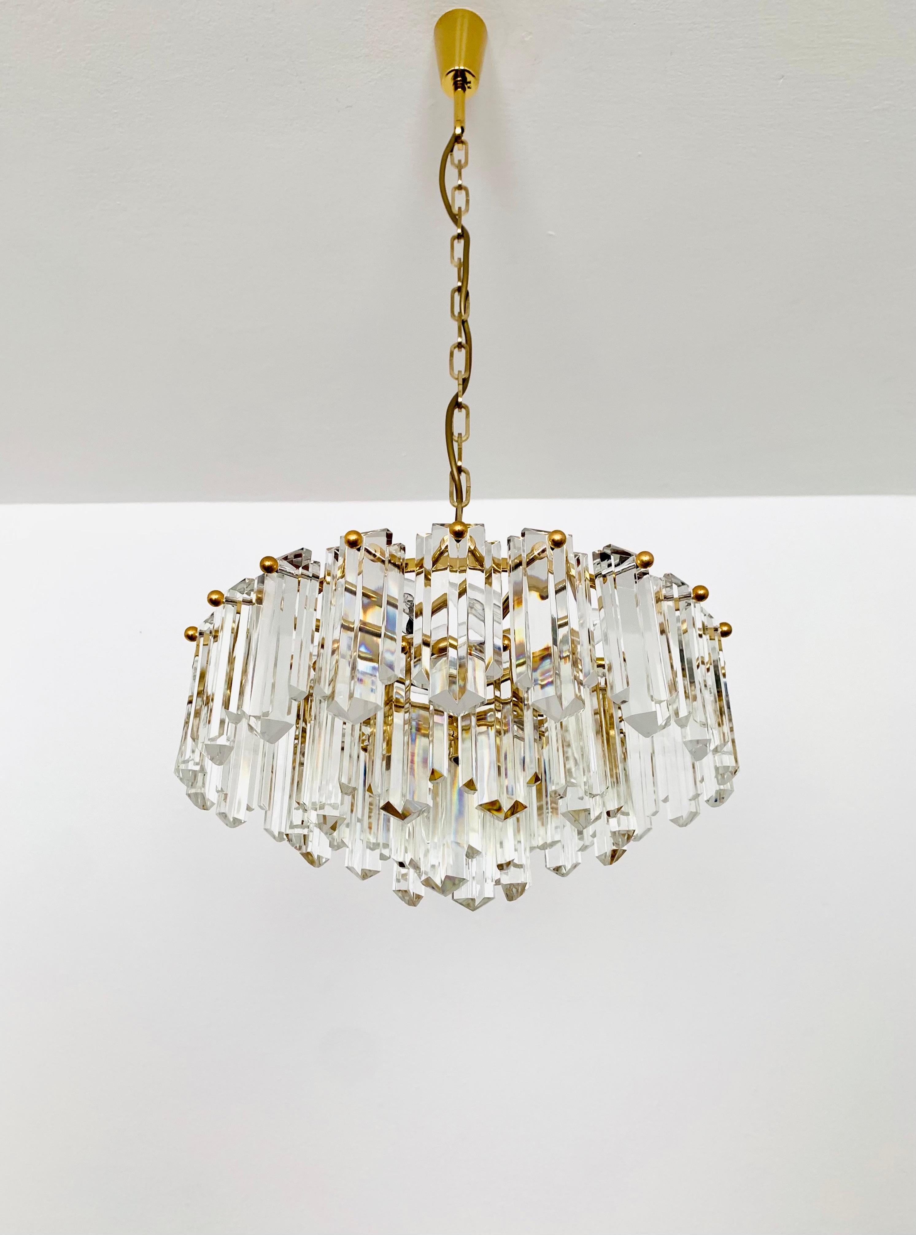 Austrian Art Deco Style Crystal Glass Chandelier by J.T. Kalmar For Sale