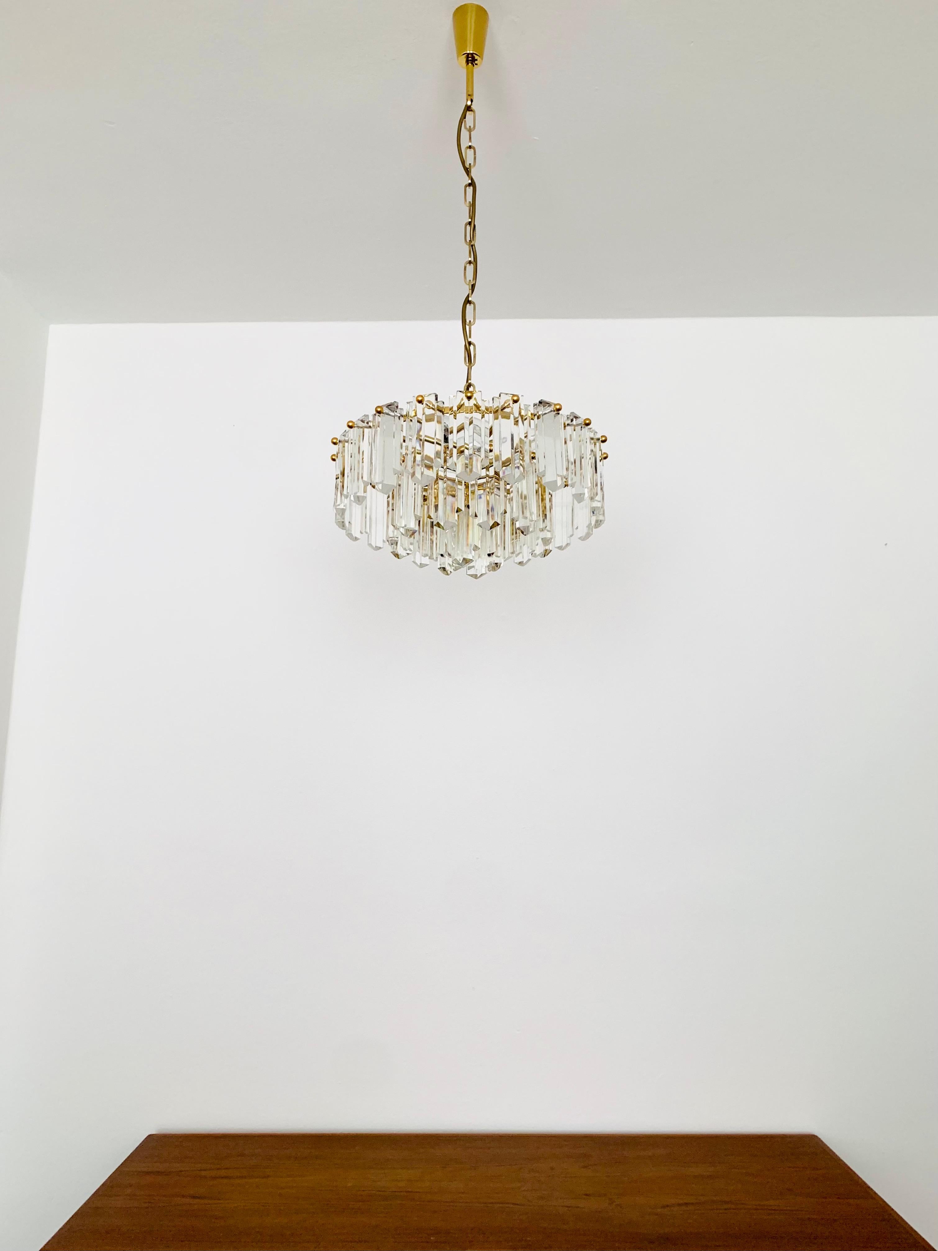 Mid-20th Century Art Deco Style Crystal Glass Chandelier by J.T. Kalmar For Sale