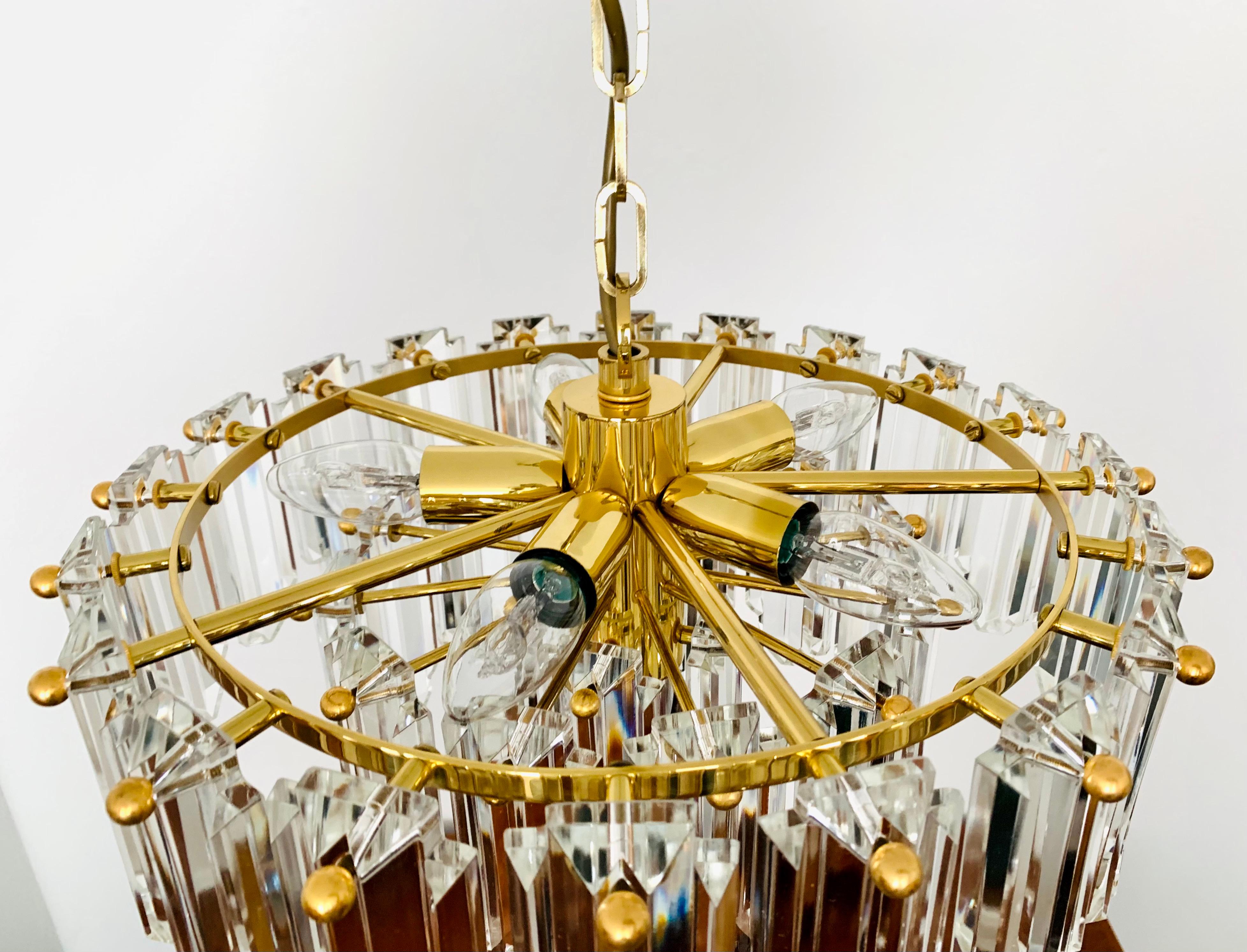 Art Deco Style Crystal Glass Chandelier by J.T. Kalmar For Sale 1