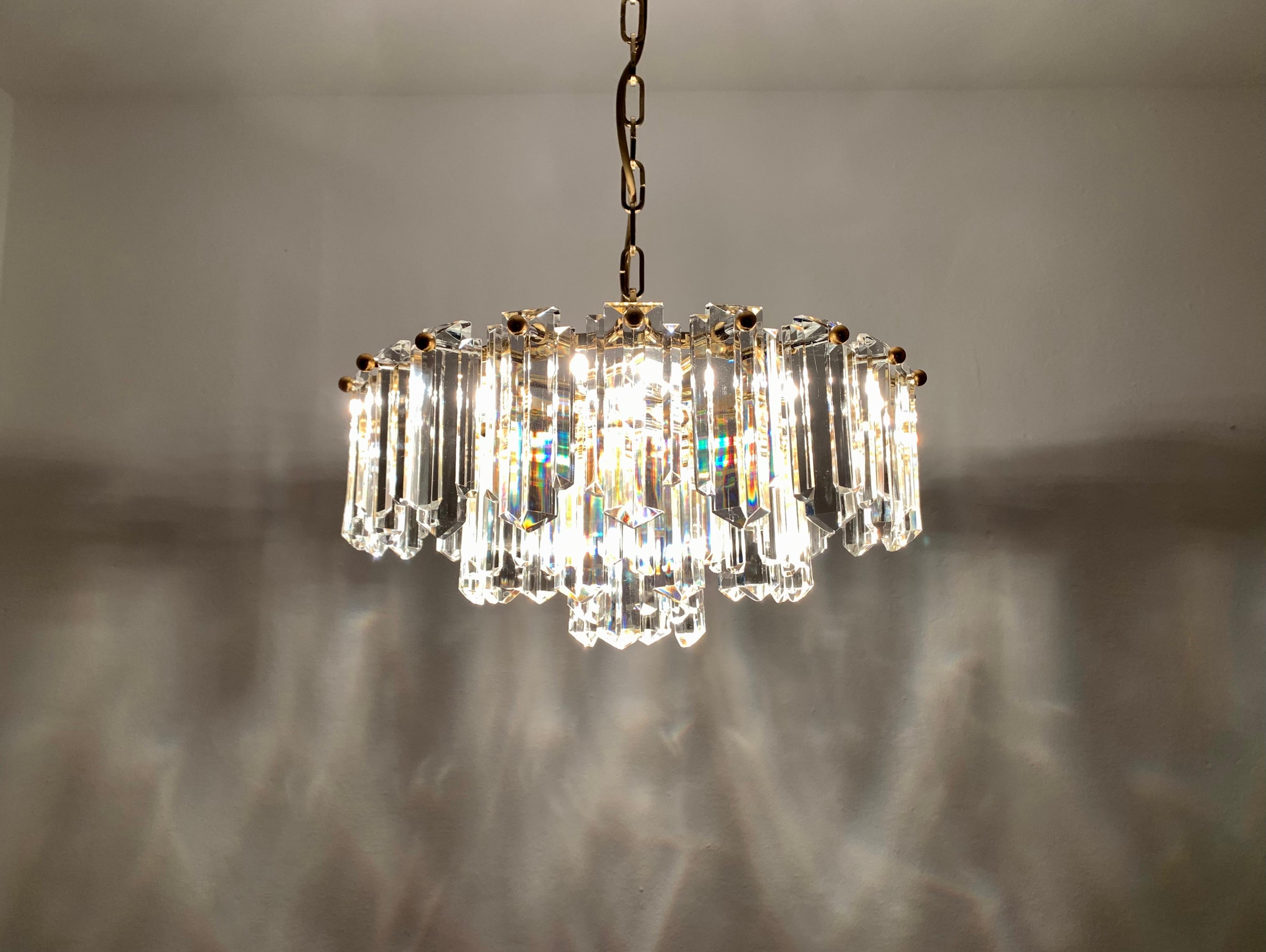 Art Deco Style Crystal Glass Chandelier by J.T. Kalmar For Sale 2