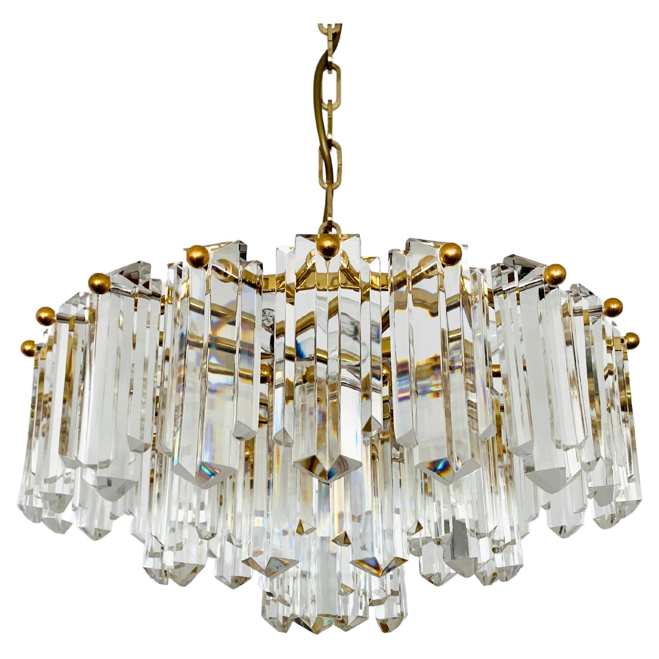 Art Deco Style Crystal Glass Chandelier by J.T. Kalmar For Sale