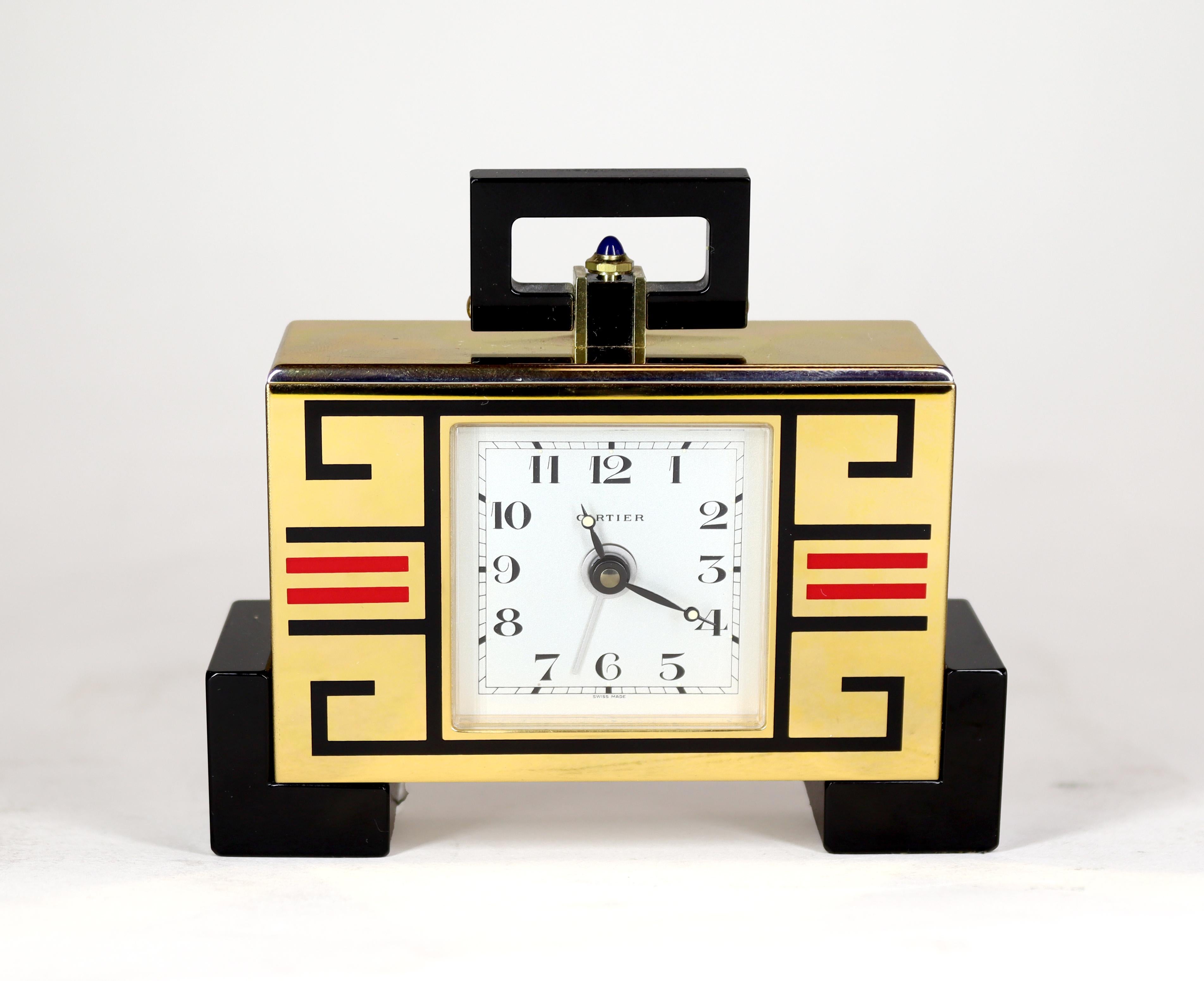Swiss Art Deco Style 'Cube' Alarm Clock by Cartier
