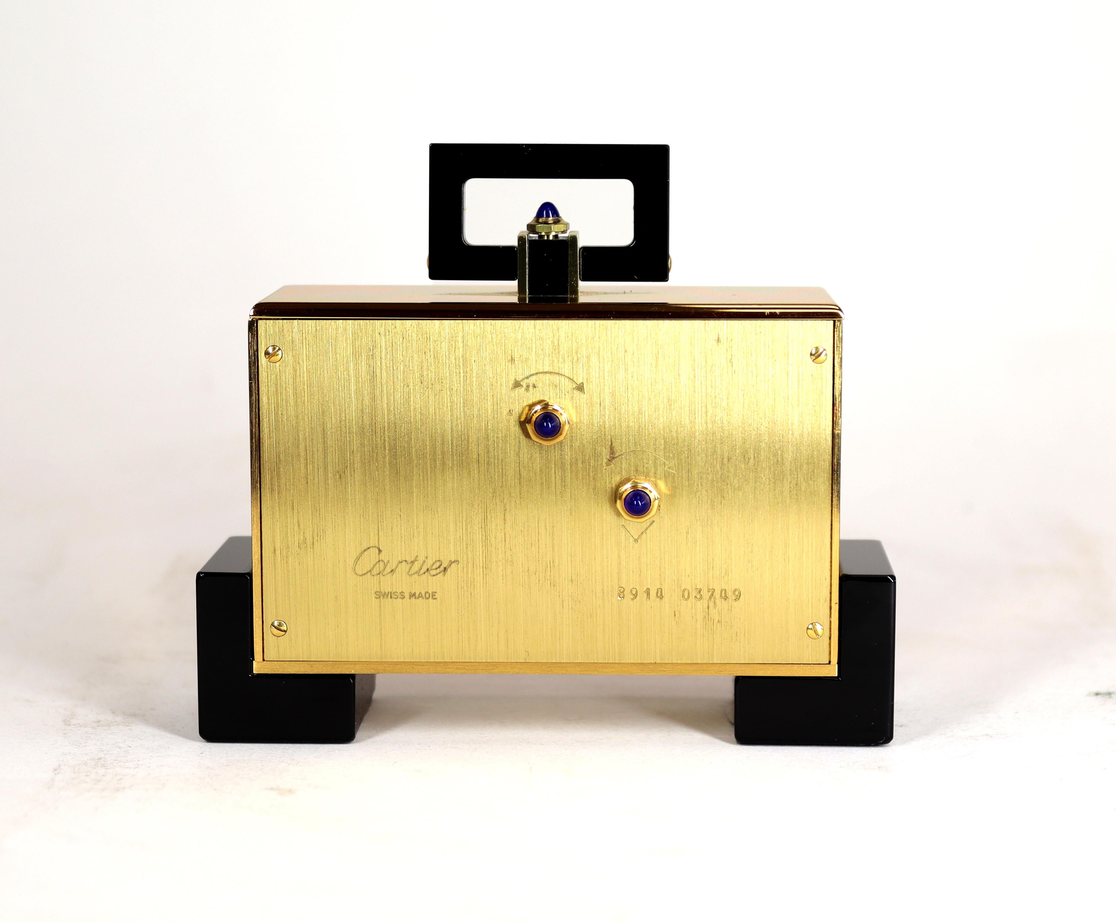 Late 20th Century Art Deco Style 'Cube' Alarm Clock by Cartier