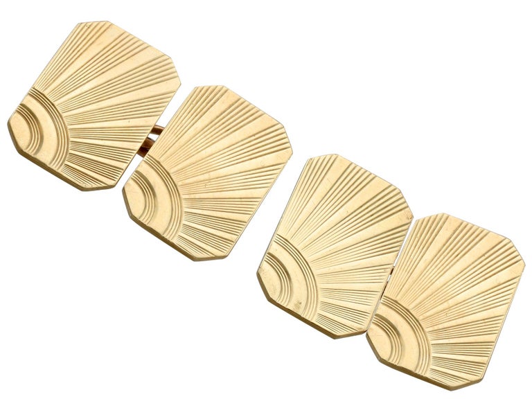 Boutons De Manchette Vintage En Or 9 Carats Jaune - Poids 6,7g - Occasion - Fabriqué Au Royaume-Uni